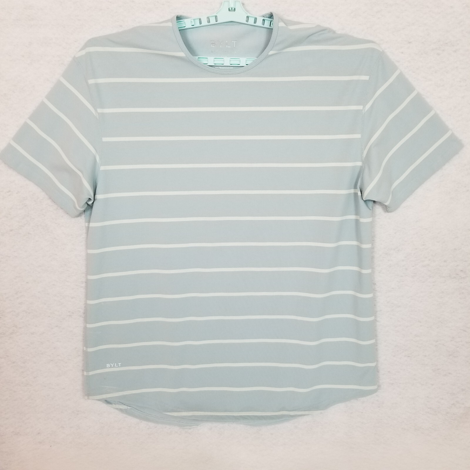 BYLT Drop Cut S/S Lux Curved Hem Striped Short Sleeve Top Blue White Size XXL
