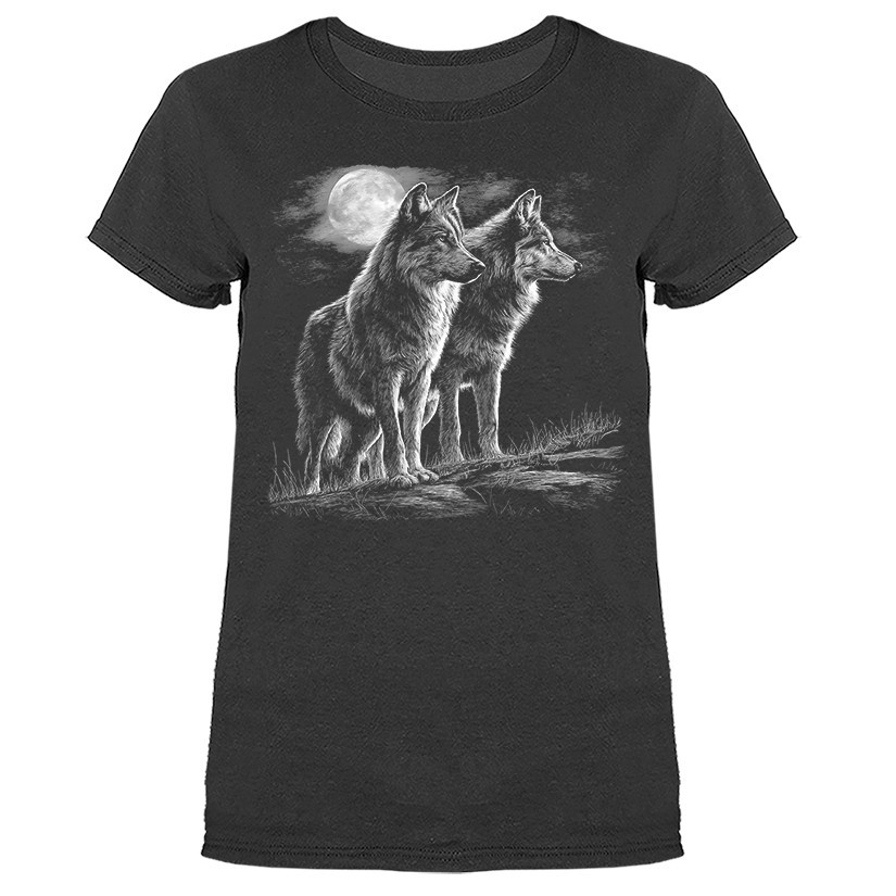 Wolves Moonlight Wilderness Forest Outdoor Wildlife Nature Women’s T-shirt