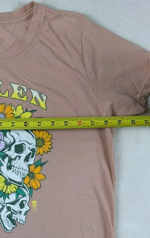 Sullen Womens XL Pink Floral Skulls Graphic Tee
