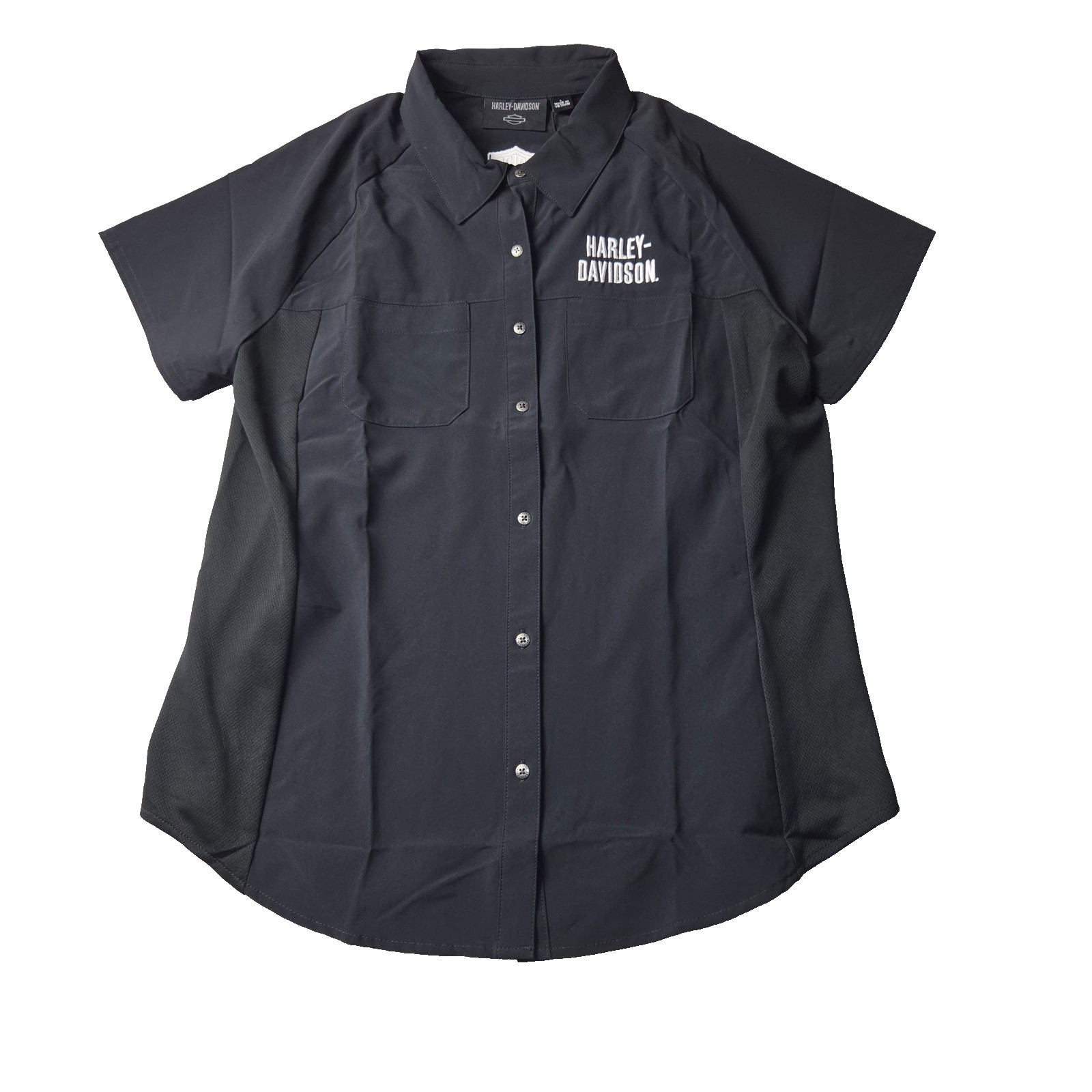 Harley Davidson Women’s Performance Button Up Shirt Large Coolcore Short Sleeve