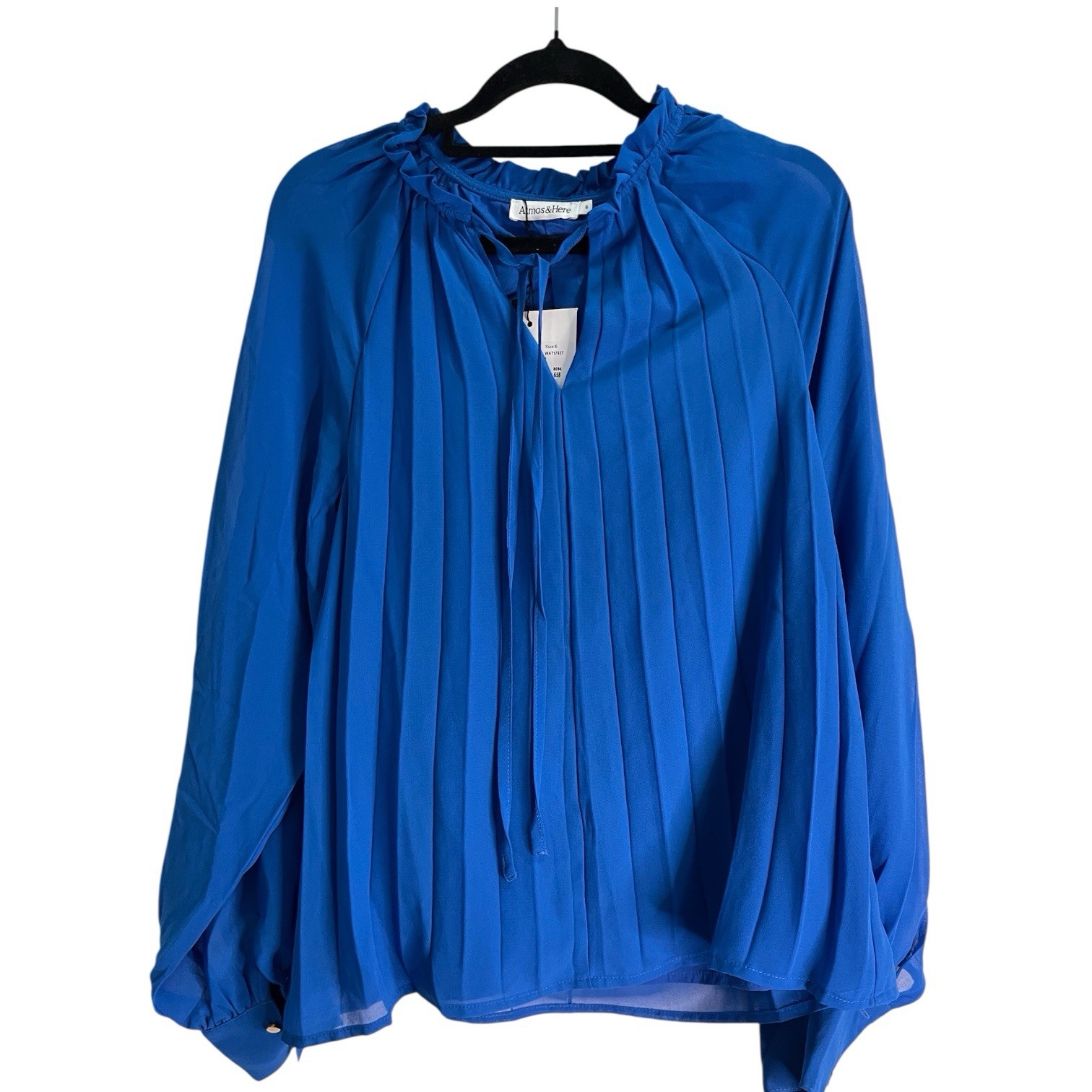 Atmos & Here Maddison Top Size AU 6 US 2 NWT Blue Pleated Blouse Corporate