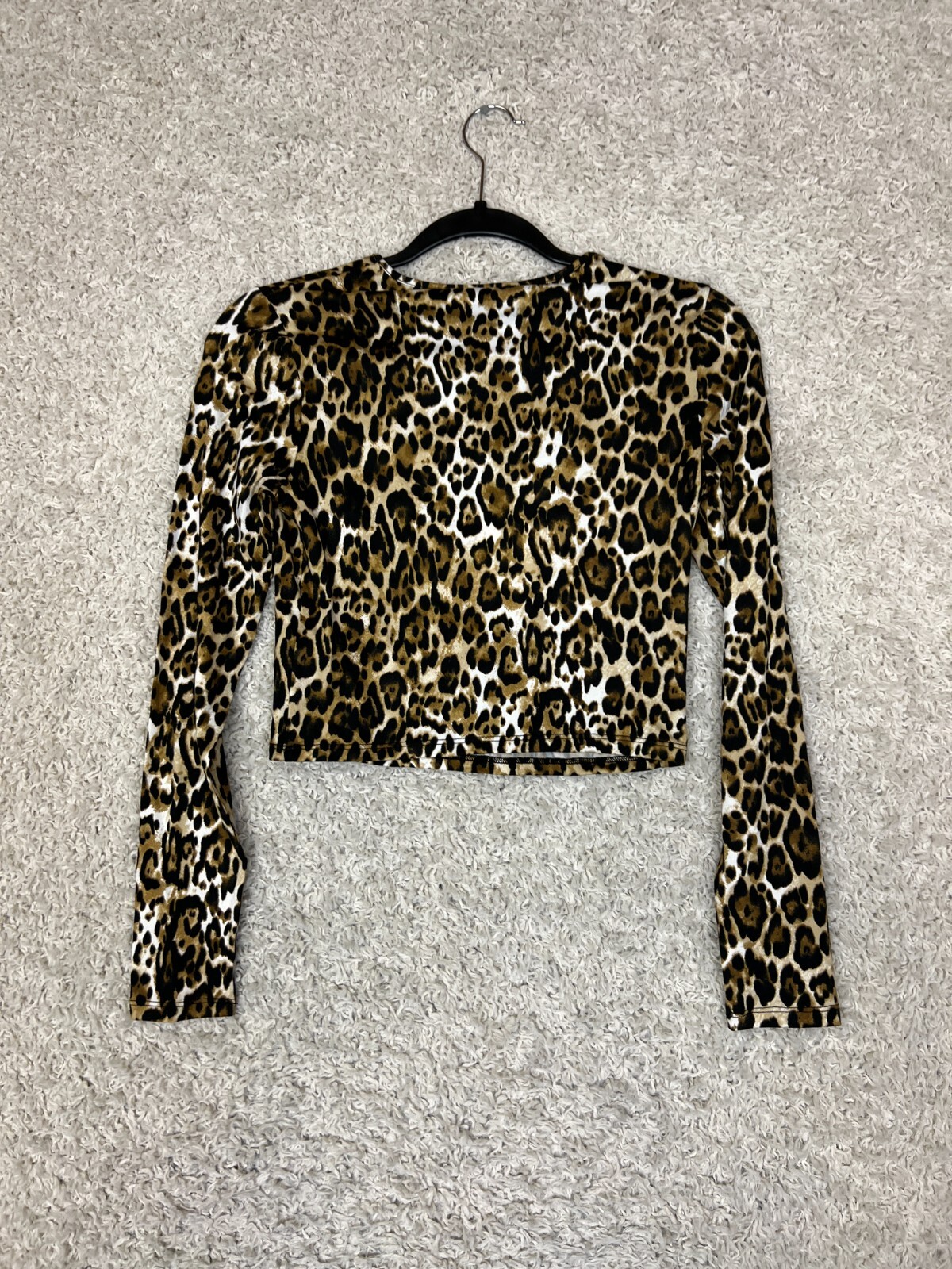 WAYF Tee T Shirt Womens XS Animal Print Crop Stretch Hippie Festival Concert