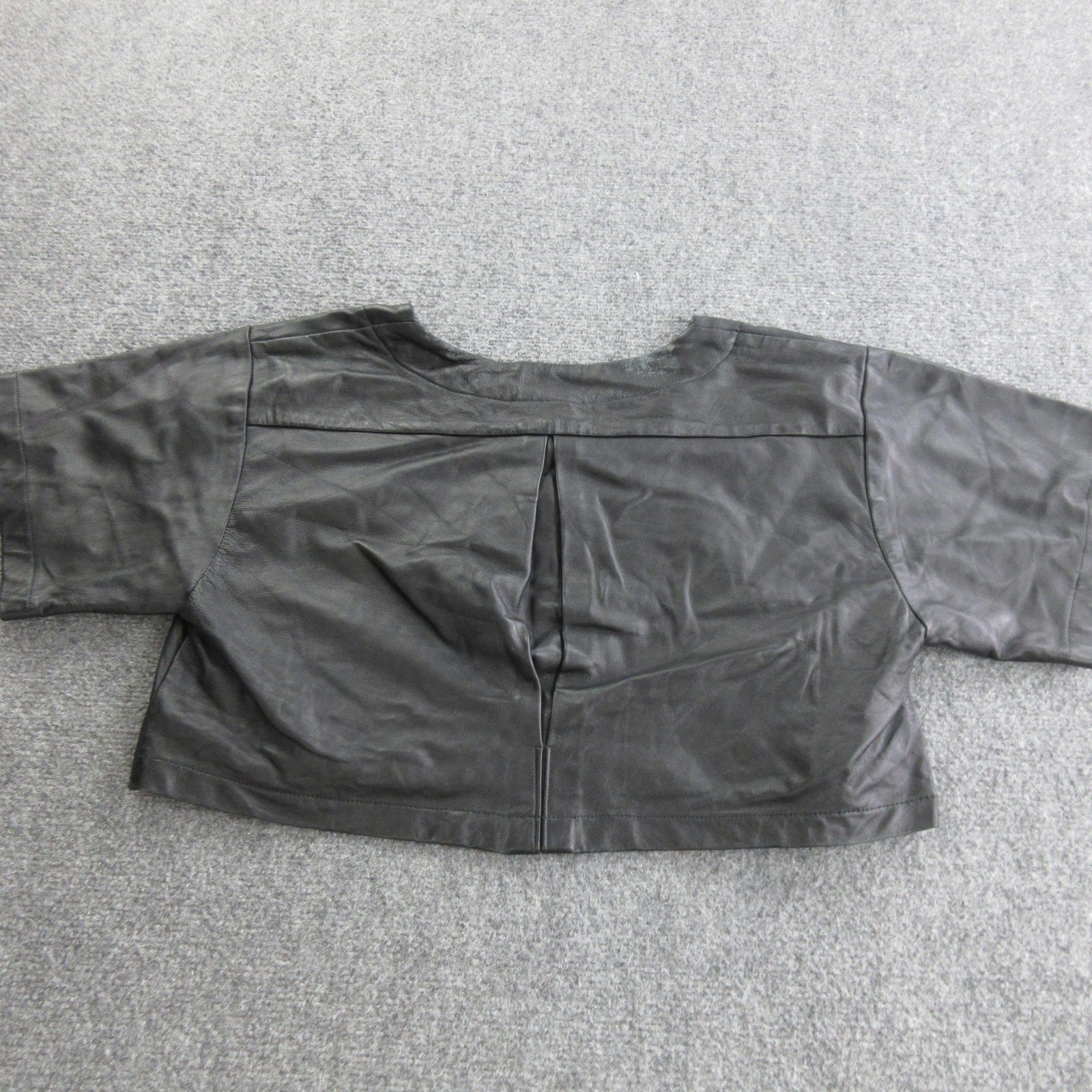 Hernandez Cornet Shirt Womens Size Black Leather Cropped Pleated Lined Top
