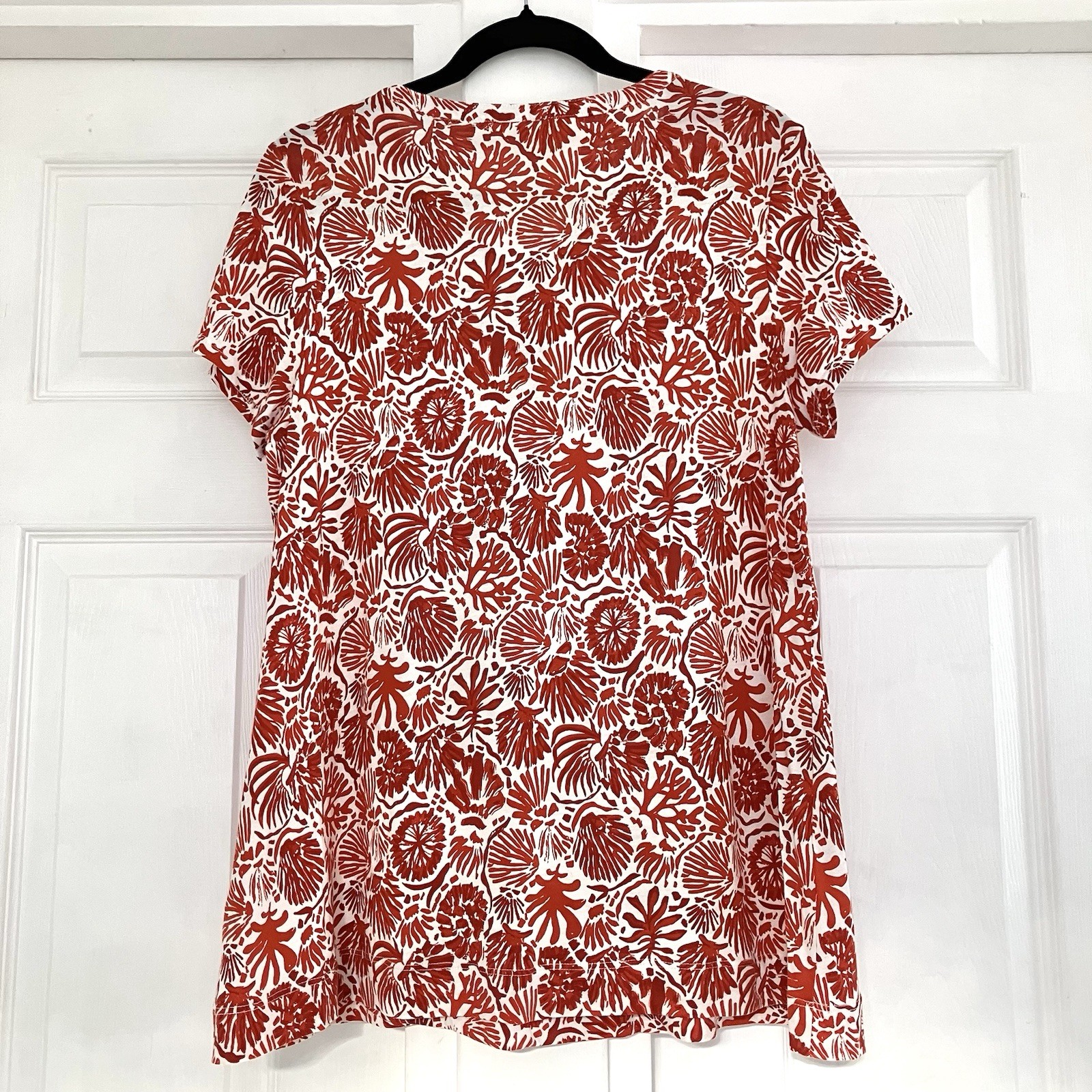Seasalt Short Sleeved Risso Top Sea Tangle Tomato Red & White Seaweed Size 14