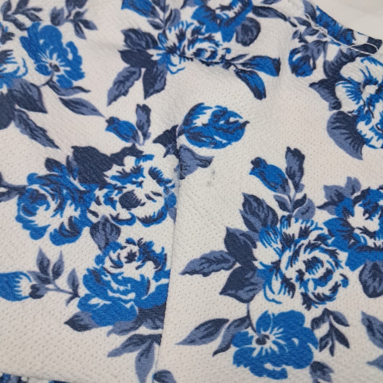 Ally Fashion Blue Floral Spaghetti Strap Ruffle Top – Size 14 (US 10)