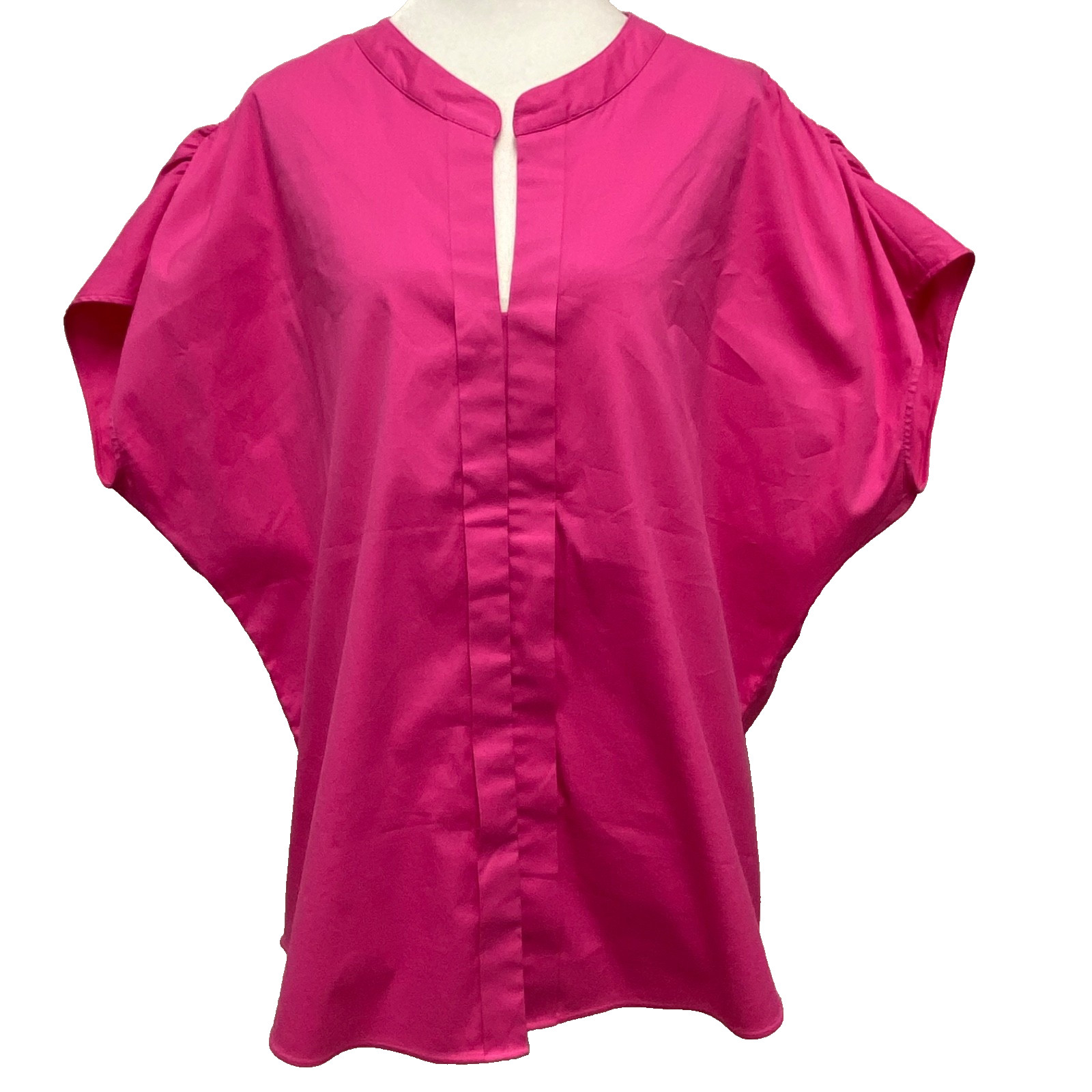 Armani Collezioni Fly Front Blouse Top 12 Pink Short Sleeve Tunic Minimalist Spr