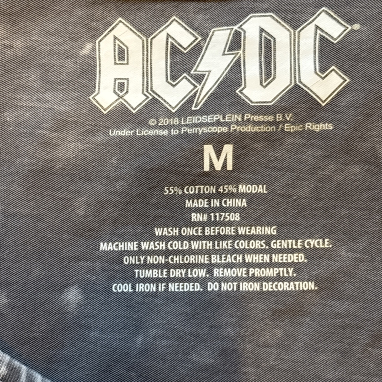 AC/DC SS T Shirt Rock N Roll Gray Grunge Destroyed Fringe Bottom NWOT Sz M