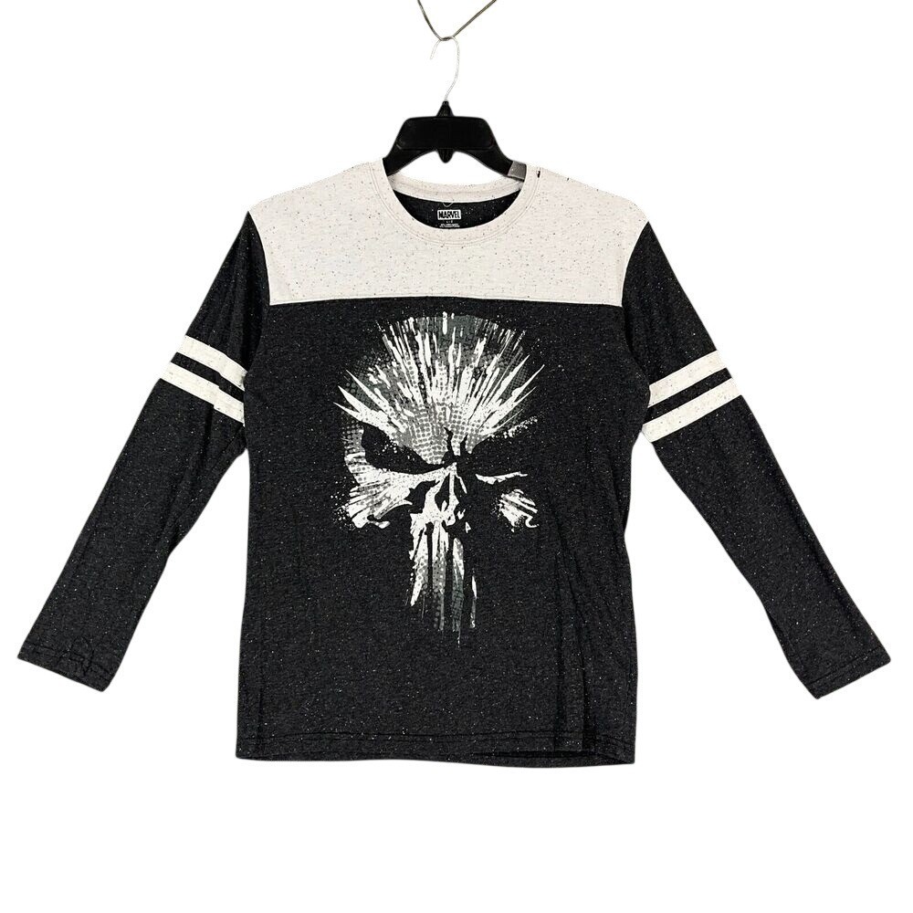 The Punisher Shirt Womens Large Marvel Comic Book Long-Sleeve Casual Top Basic