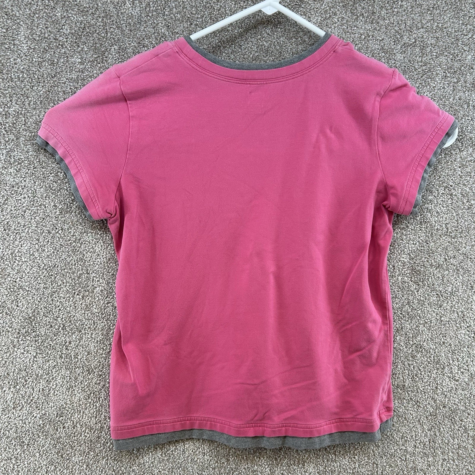 SJB Active Women’s Shirt Size Large Pink Short Sleeve Pullover Gray Trim