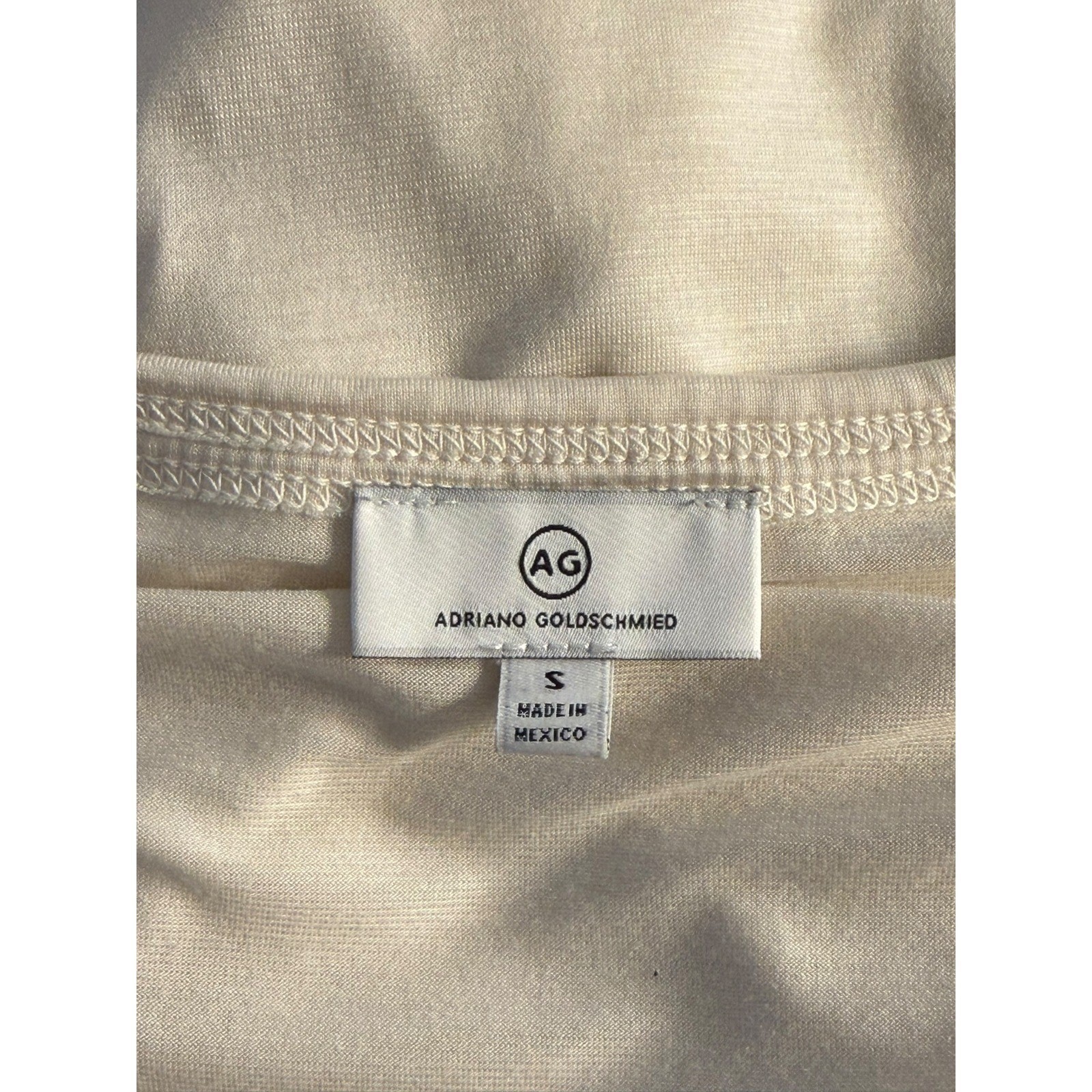AG Adriano Goldschmied Womens V-Neck Short Sleeve Tee Ivory Dust Cream Small NWT
