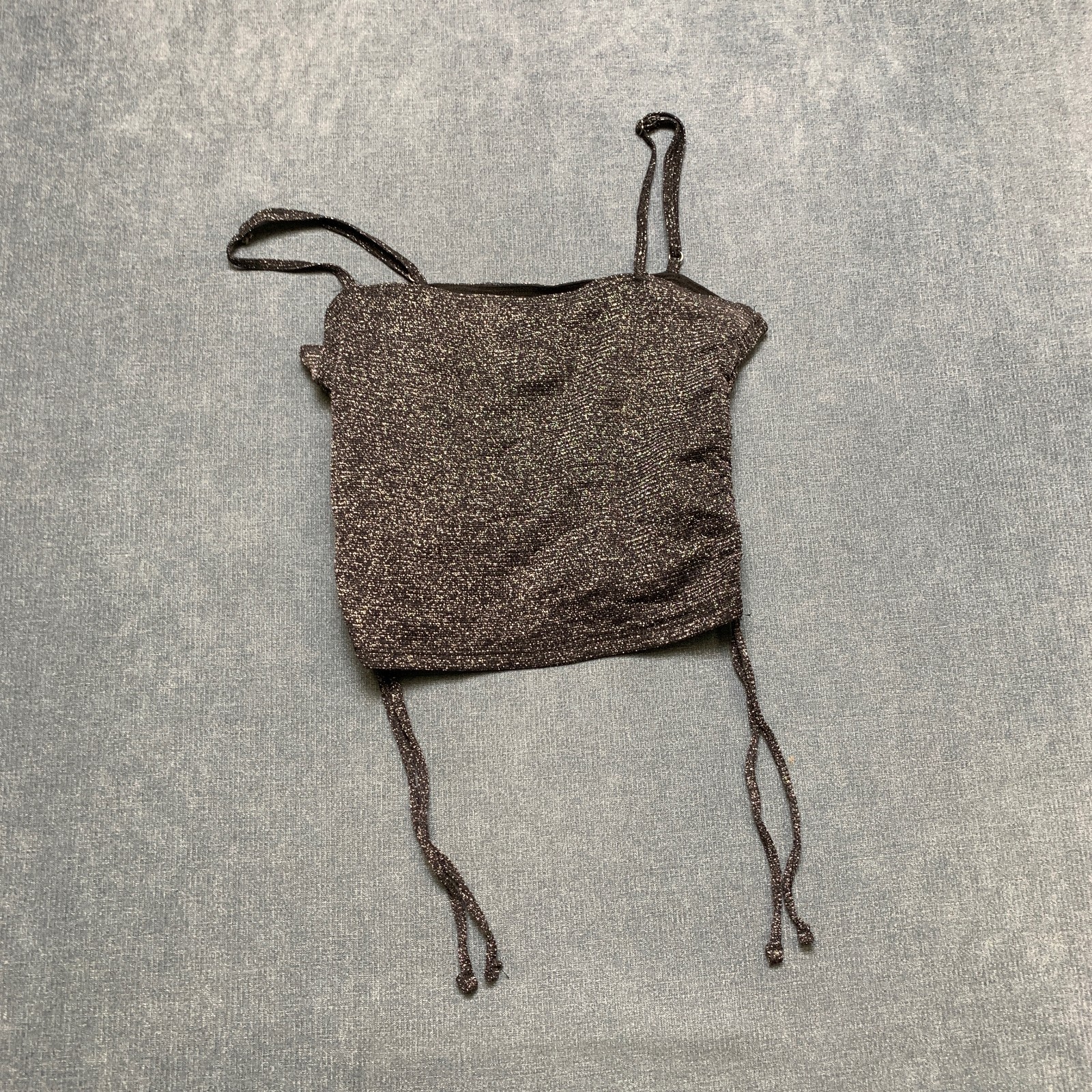 Hollister Cropped Camisole Top Womens Large Gray Lined Sparkles & Cinch Side