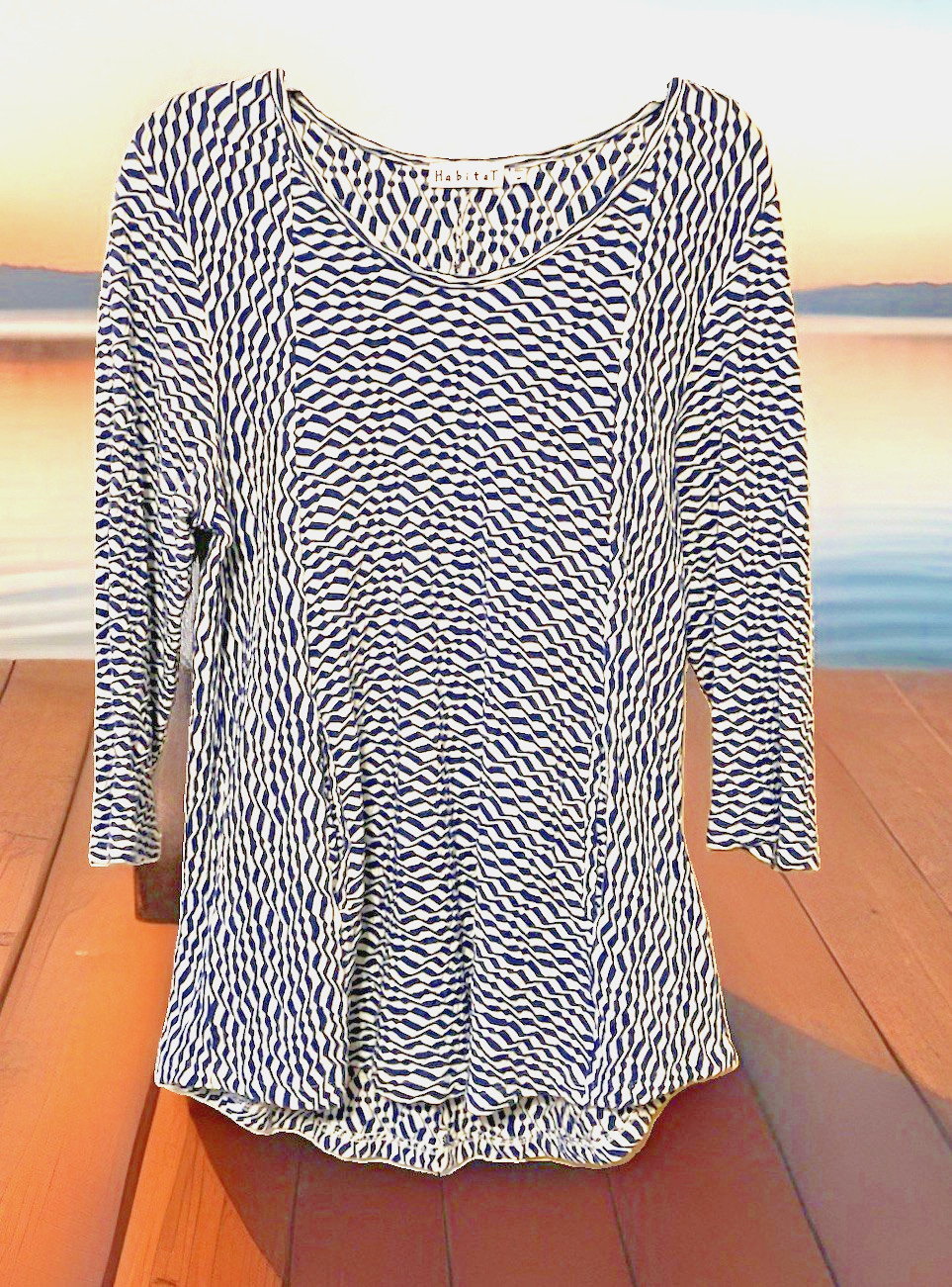 Habitat Clothes Textured Wavy With Pockets Tunic Top Womens Medium Comfort