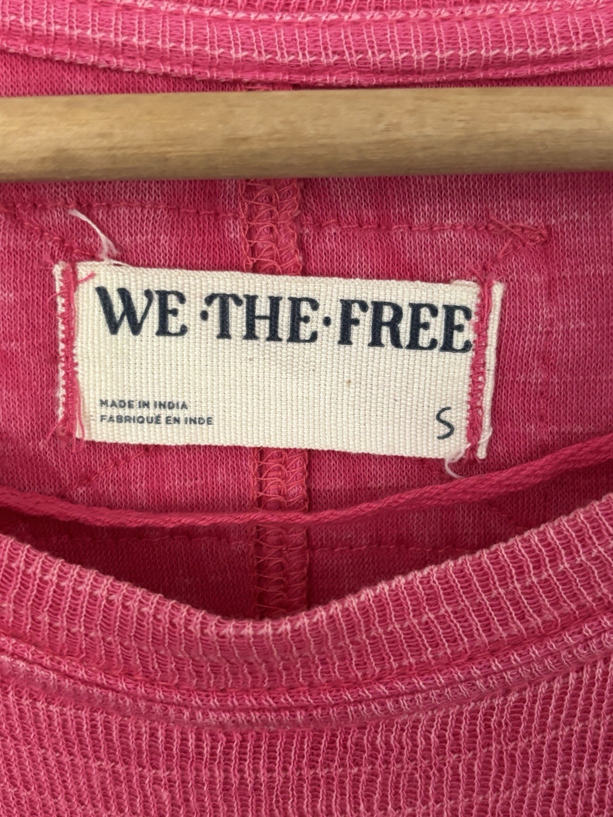 We the Free People Oversized S Pullover Waffle Knit Top Distressed Pink 0587