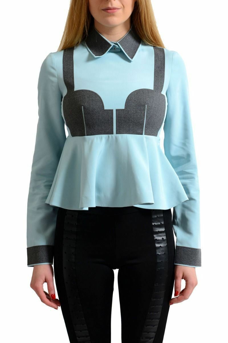 Viktor & Rolf Women’s Silk Multi-Color Peplum Blouse Size XS S M L XL