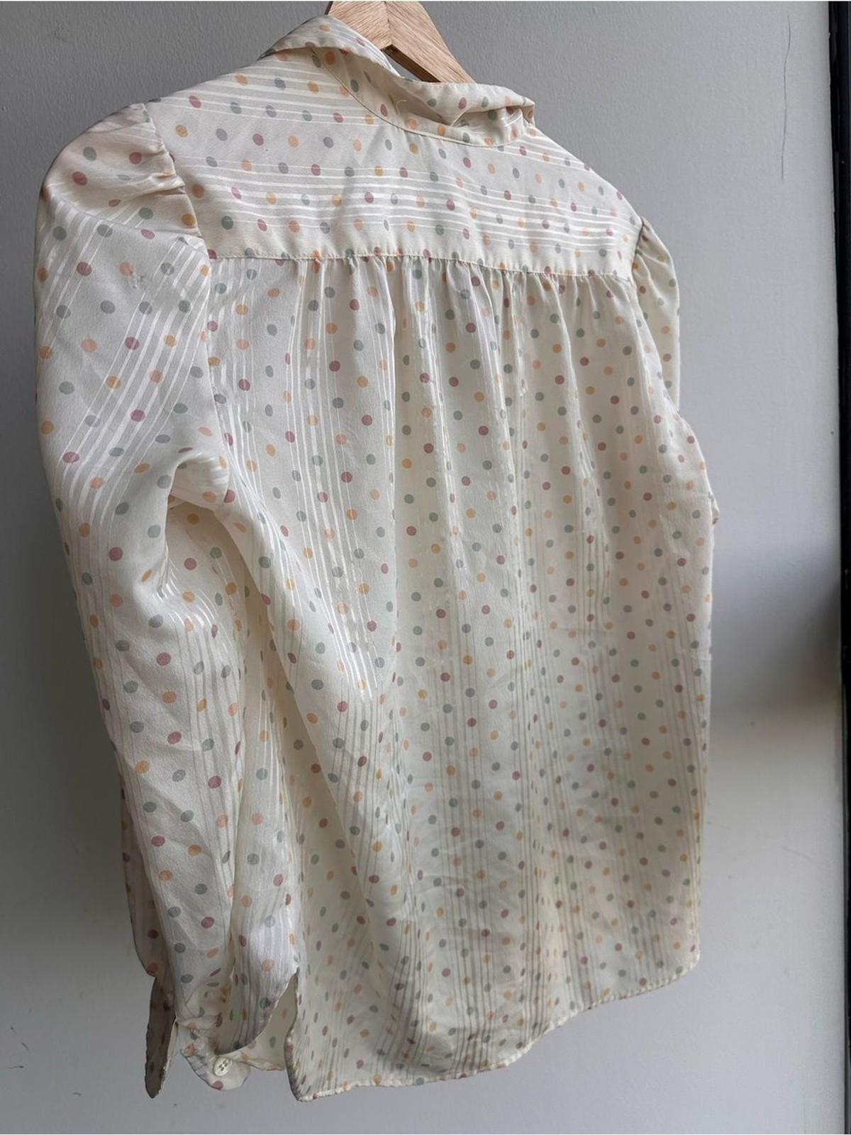 Evan Picone Women’s Cream Polka Dot Tie-Neck Blouse