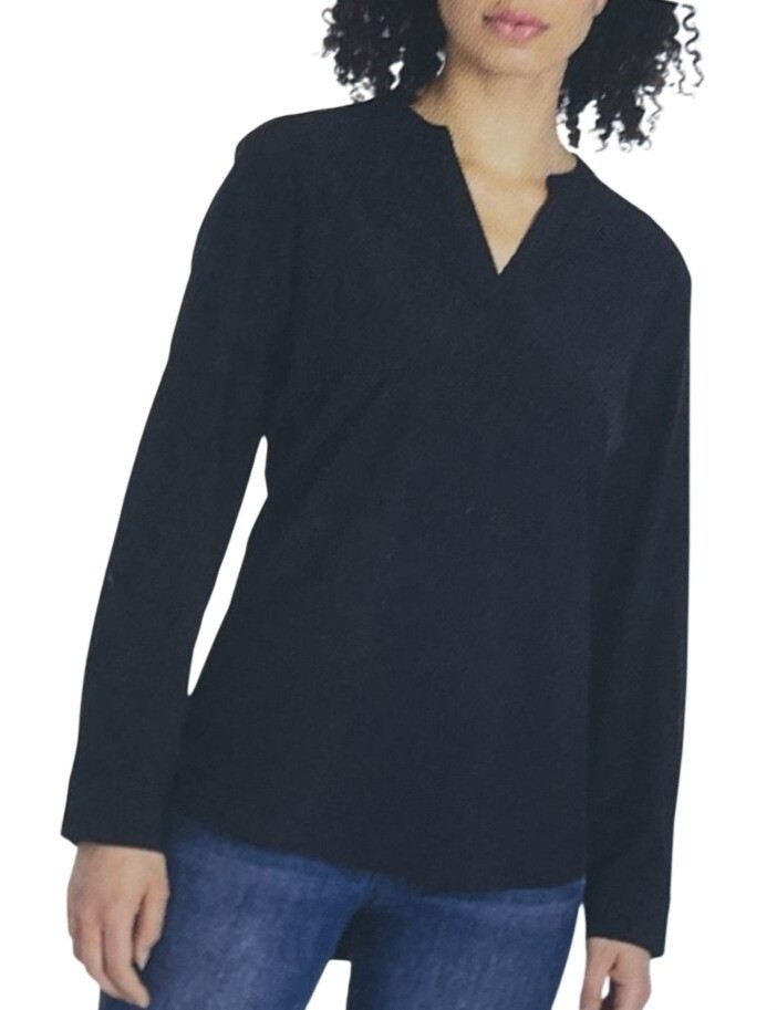 REV Women’s XXL Black Long-Sleeve Tunic Shirt Lightweight Polyester Blend i2098