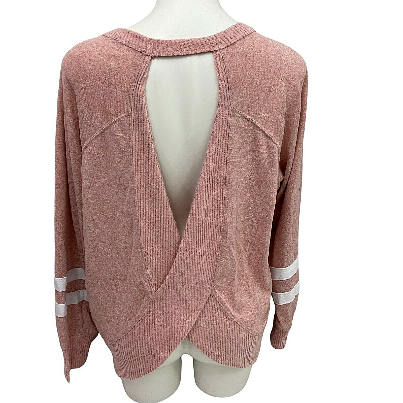 No Boundaries Top Womens XS (1) Open Back Varsity Pink Pocket Athleisure