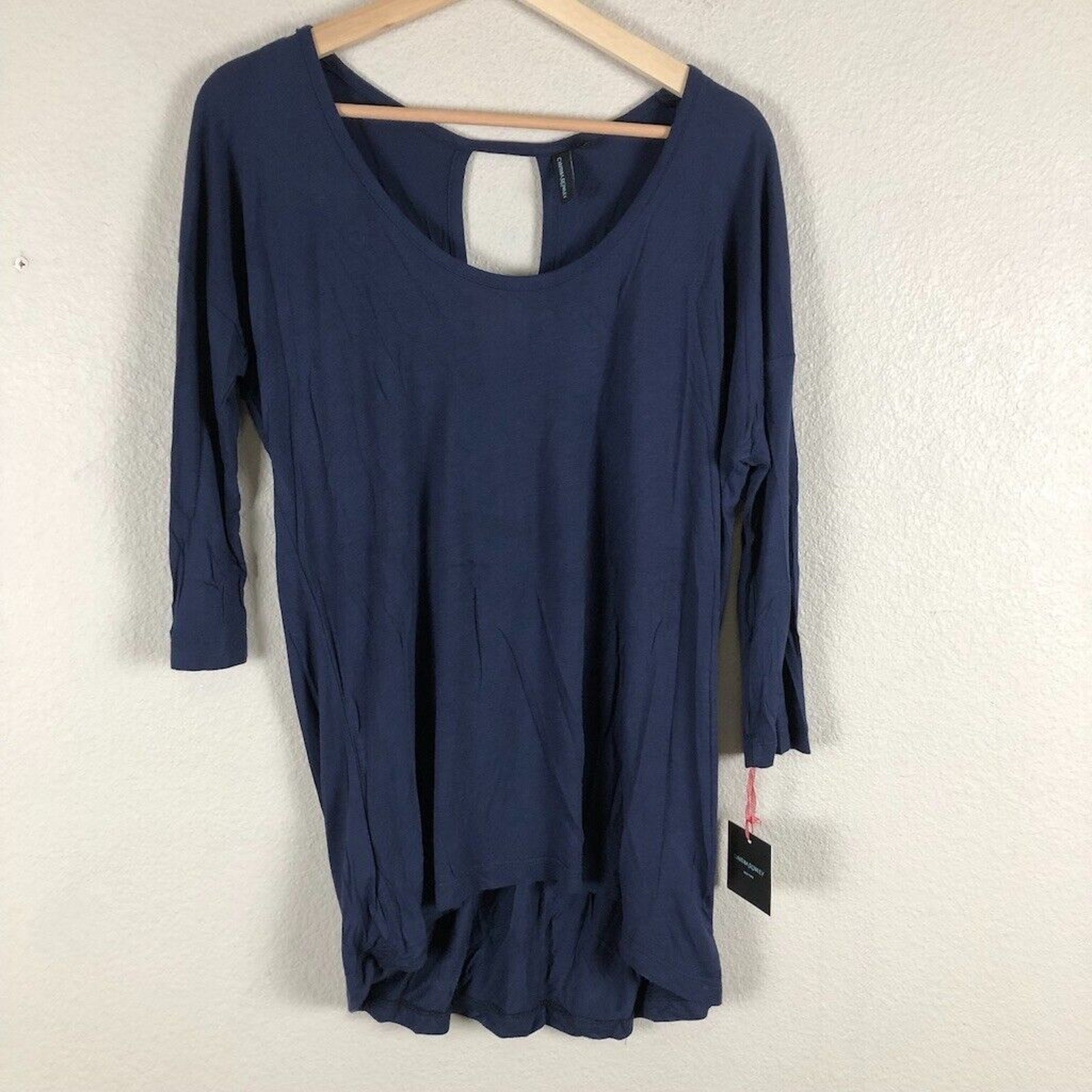 Cynthia Rowley Shirt Womens Small Blue Ruched Open Back Scoop Casual Event New