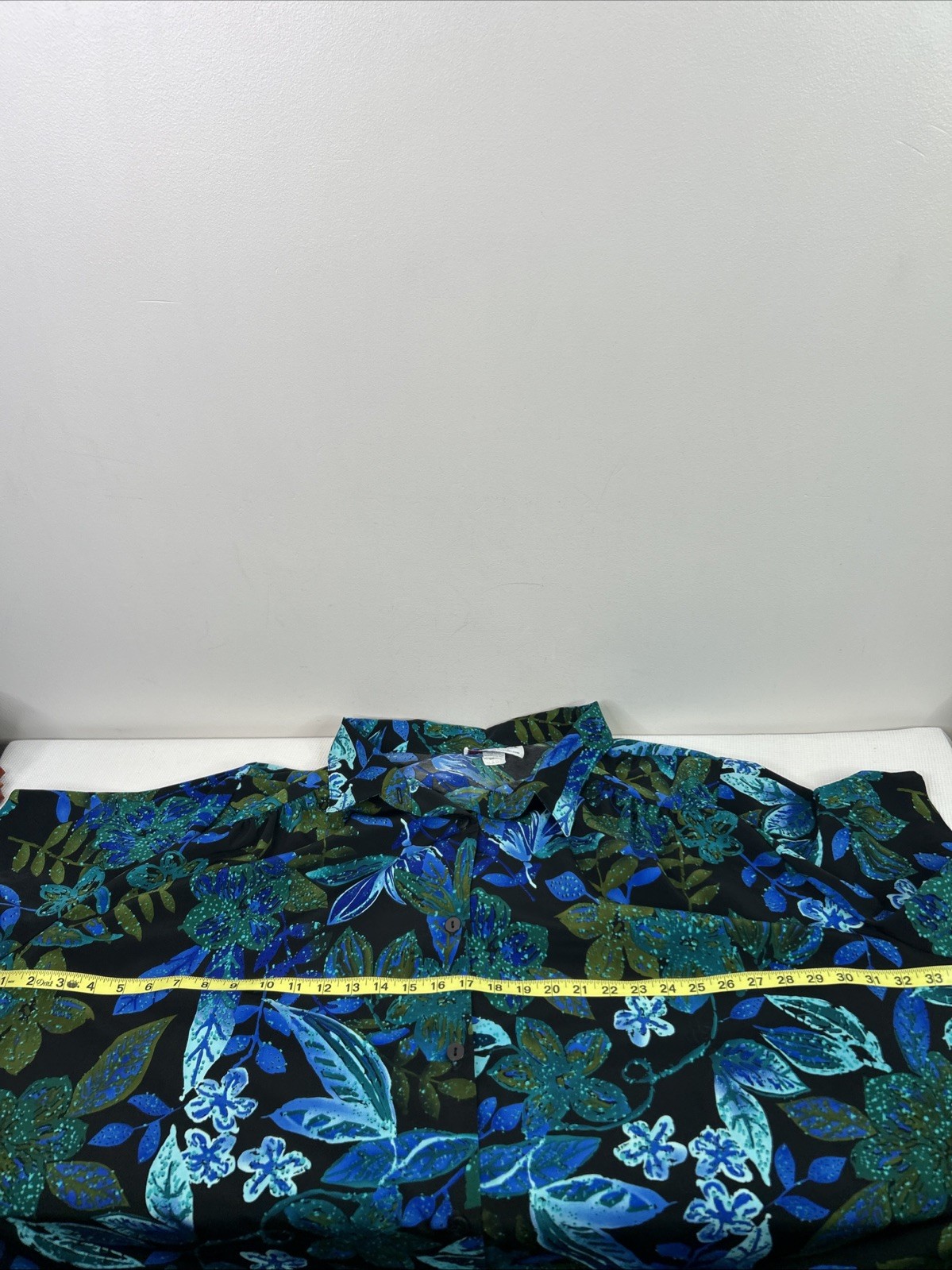 A Personal Touch Women’s 5X Blues Tropical Short Sleeve Button Up Vintage Blouse