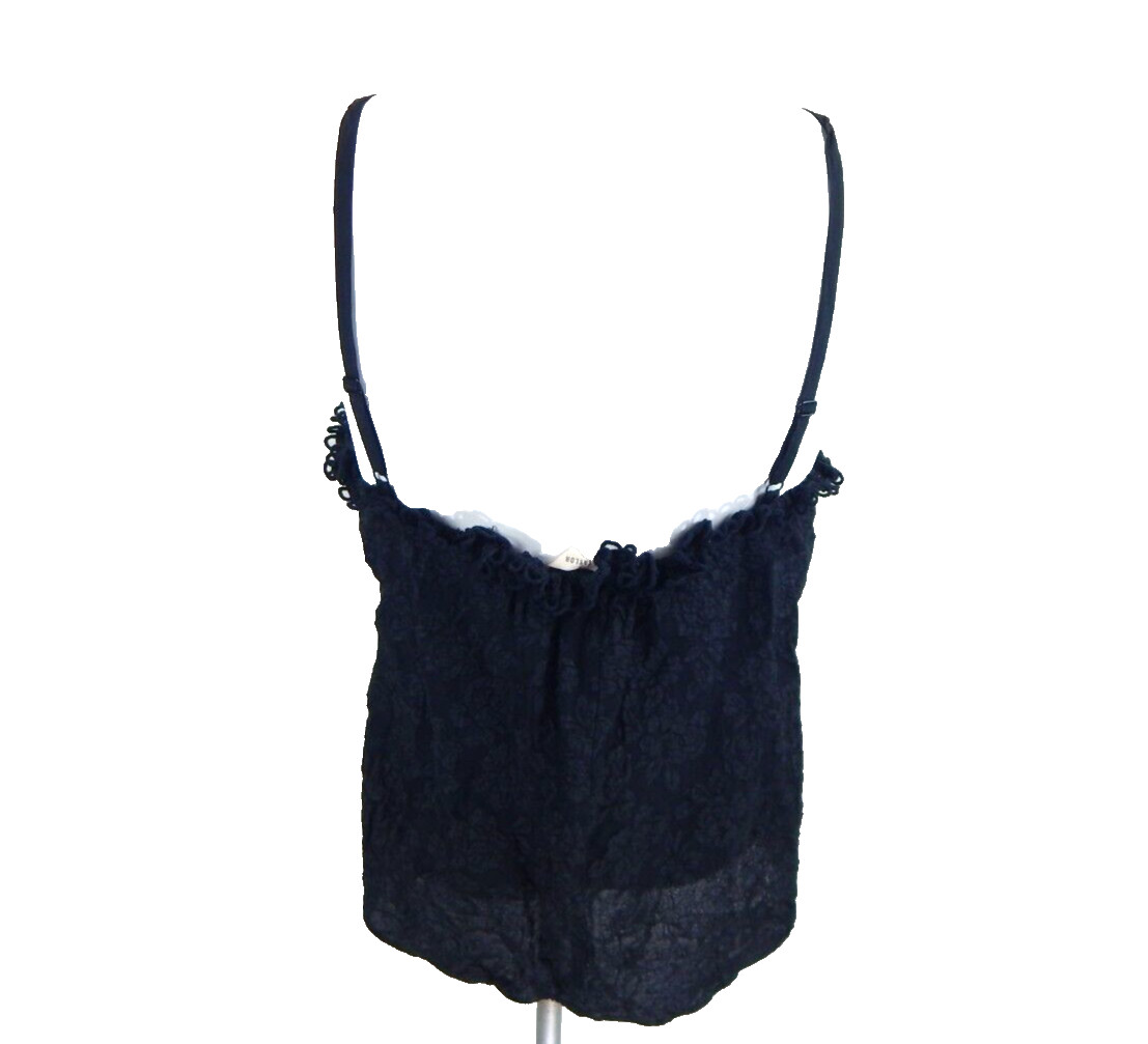 Rebecca Taylor Women’s 4 Camisole Black Floral Embossed Silk Tank Top EUC