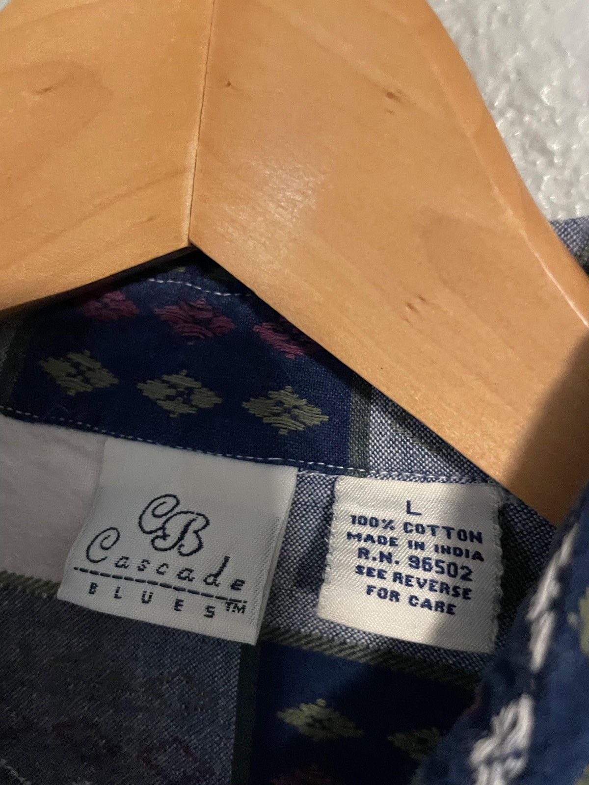 VTG Cascade Blues Shirt Womens Large Blue Plaid Flannel Long Sleeve Button Up