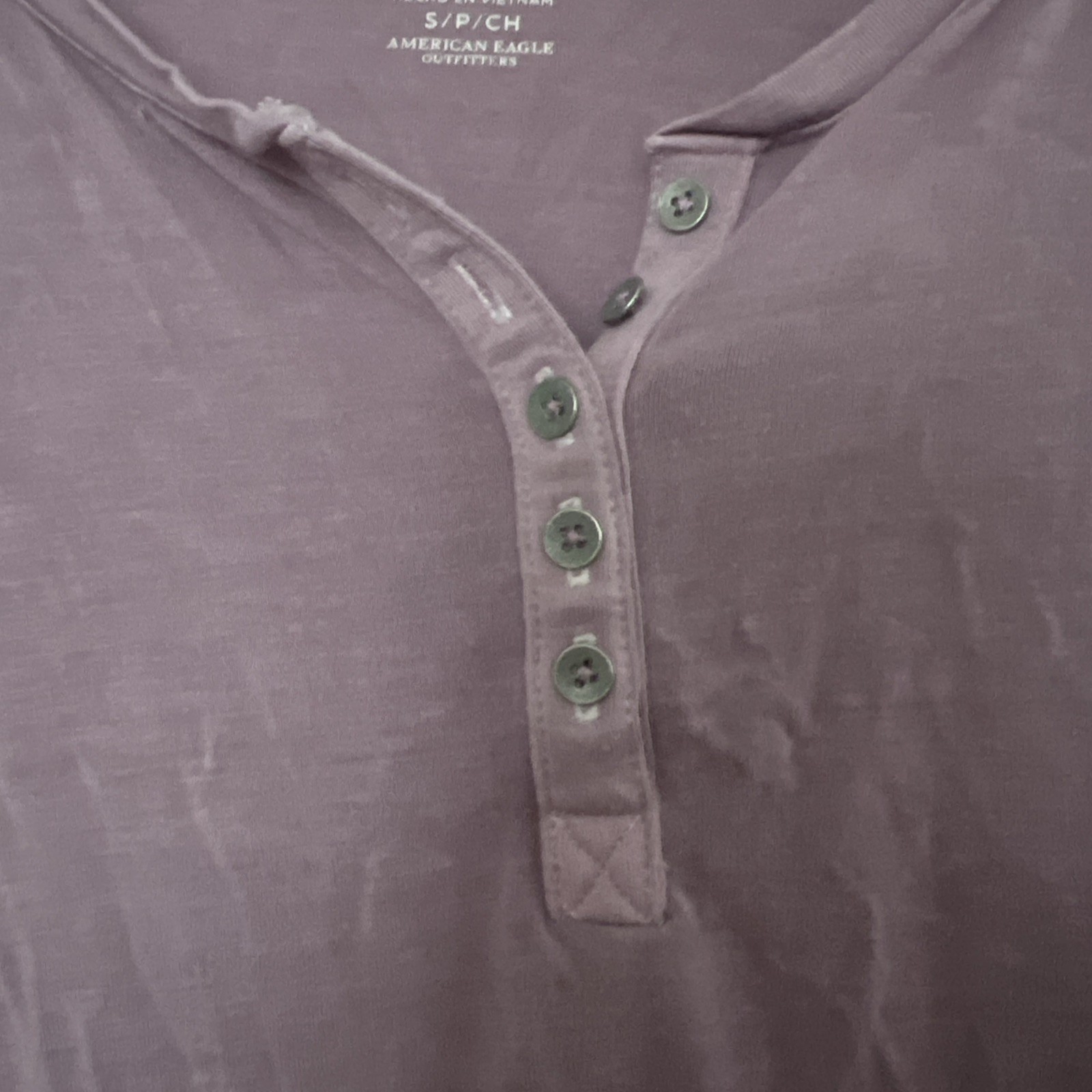 Y2K Vintage American Eagle Soft & Sexy Mauve Henley Babydoll Blouse Women’s S