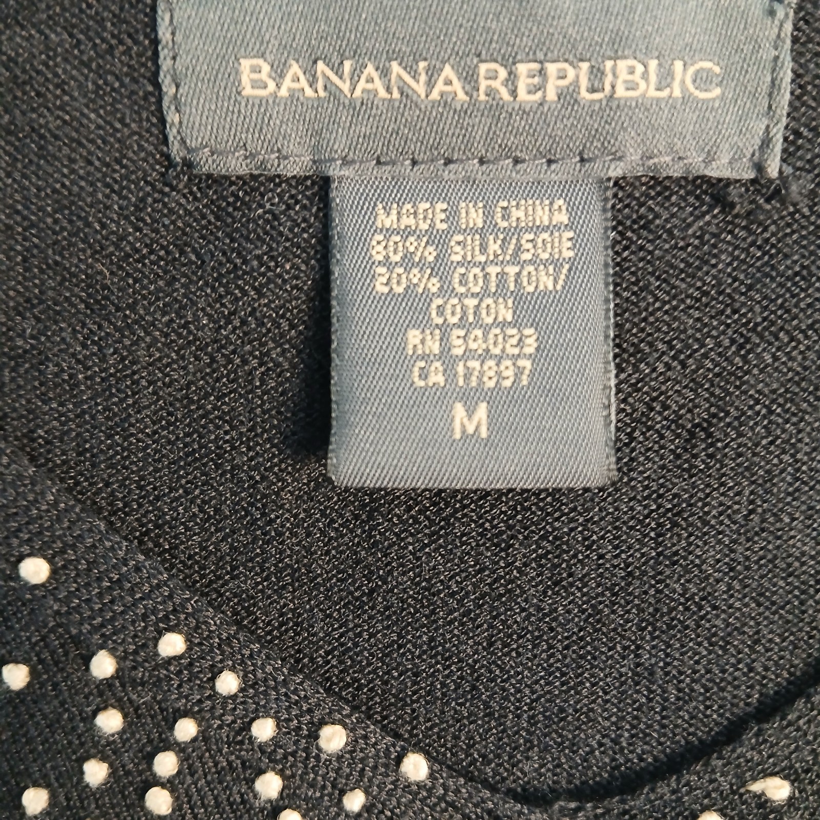 Banana Republic 80% Silk Blend Studded Blouse Size M Black Glam Luxe Minimalist