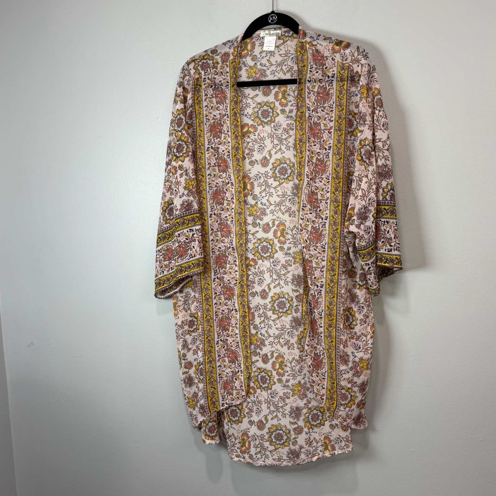 Wild Moss Women Floral Medallion Kimono Cardigan Boho beach swim coverup Large