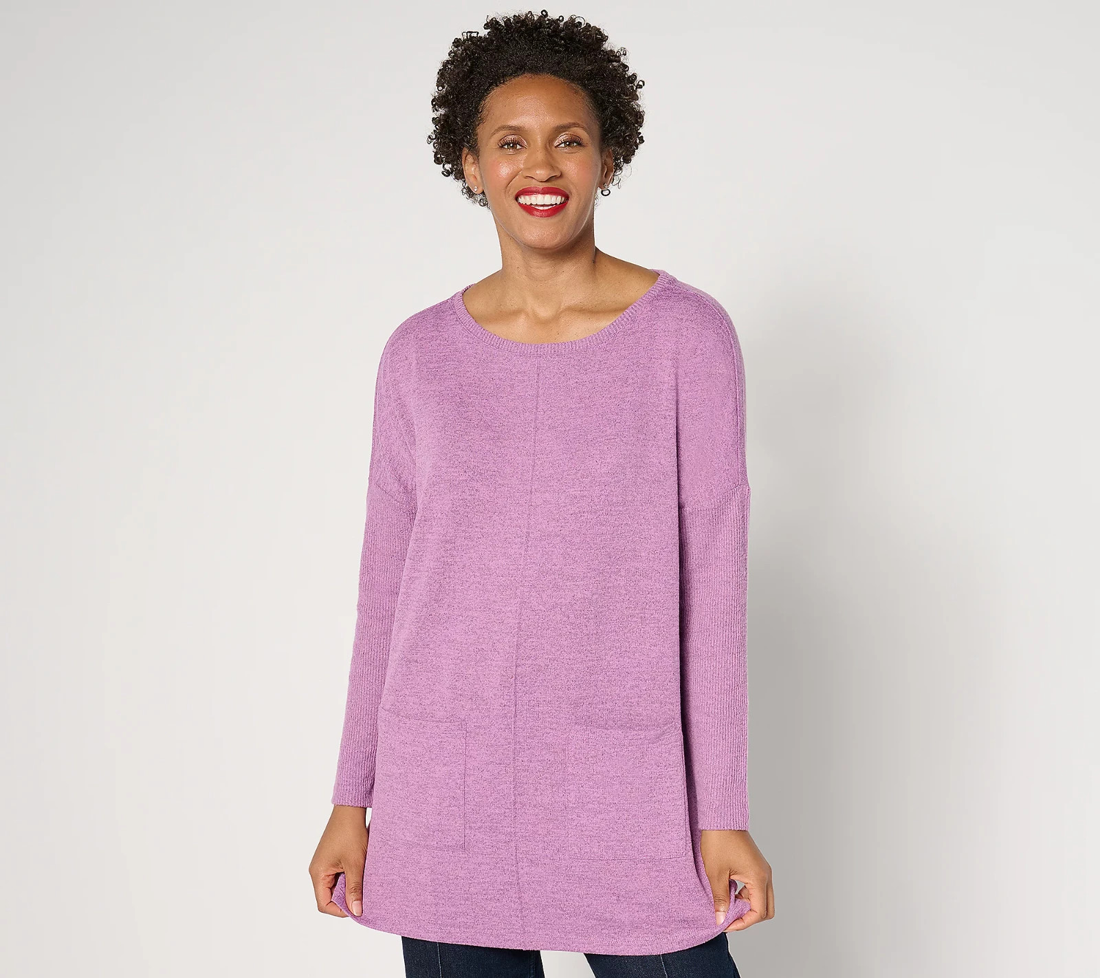 Denim & Co. Heavenly Jersey Regular Relaxed Fit Boatneck Tunic NWT A630346