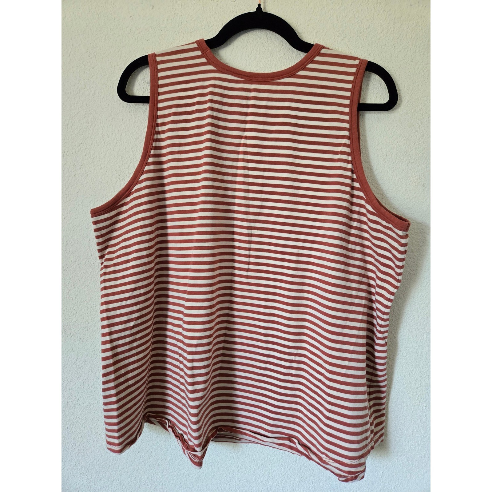 Universal Standard Rust White Striped Pima Cotton Tank Top Large Womens