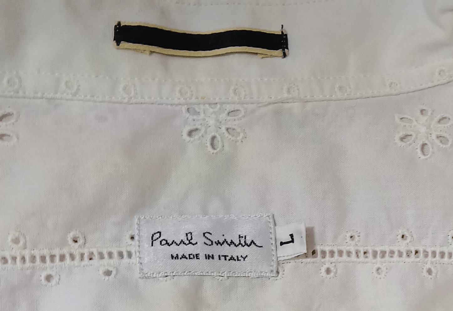 Paul Smith womens large eyelet white shirt tunic 100% cotton Italian fabric