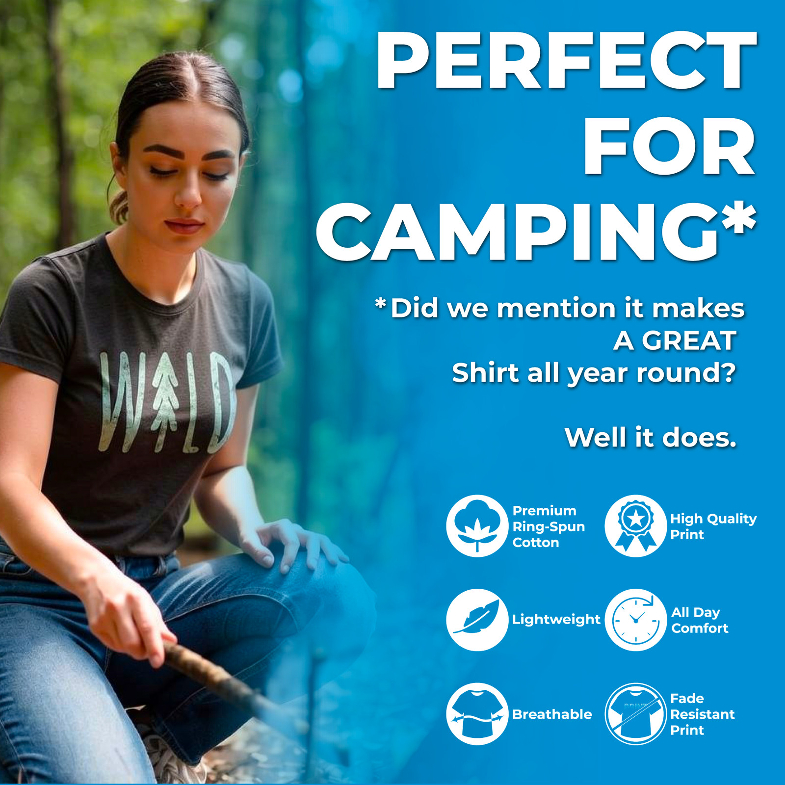 Womens Optimistic By Nature T Shirt Funny Outdoor Camping Lover Tee for Ladies