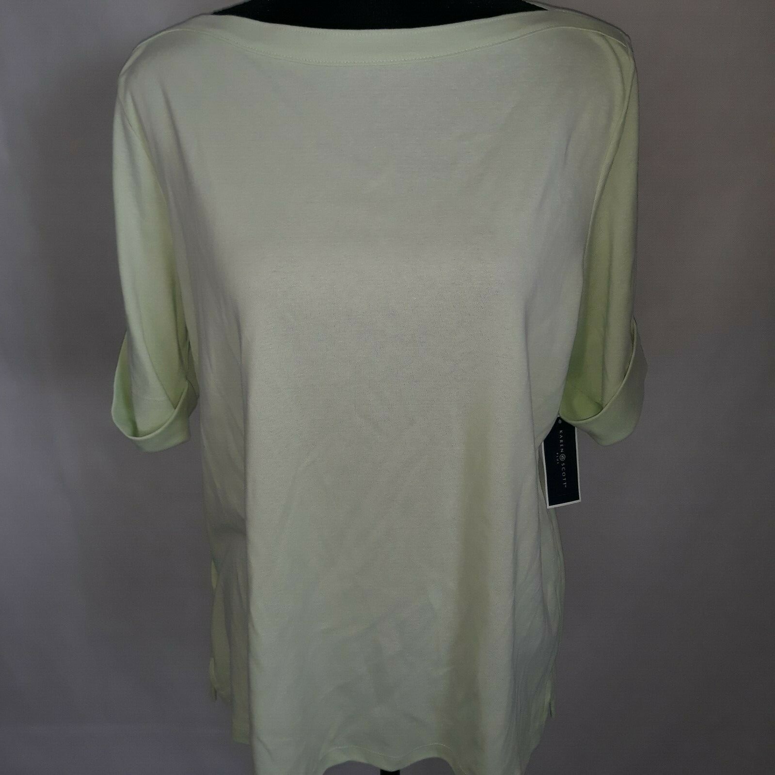 Karen Scott Womens Boatneck Casual Pullover Top Shirt Plus