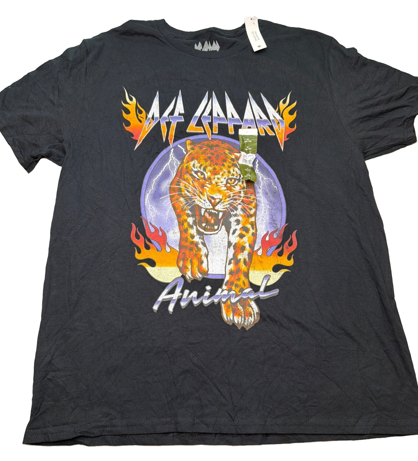 Def Leppard T-Shirt XL Black Animal Tee Short Sleeve 80s Retro Music Hair Band