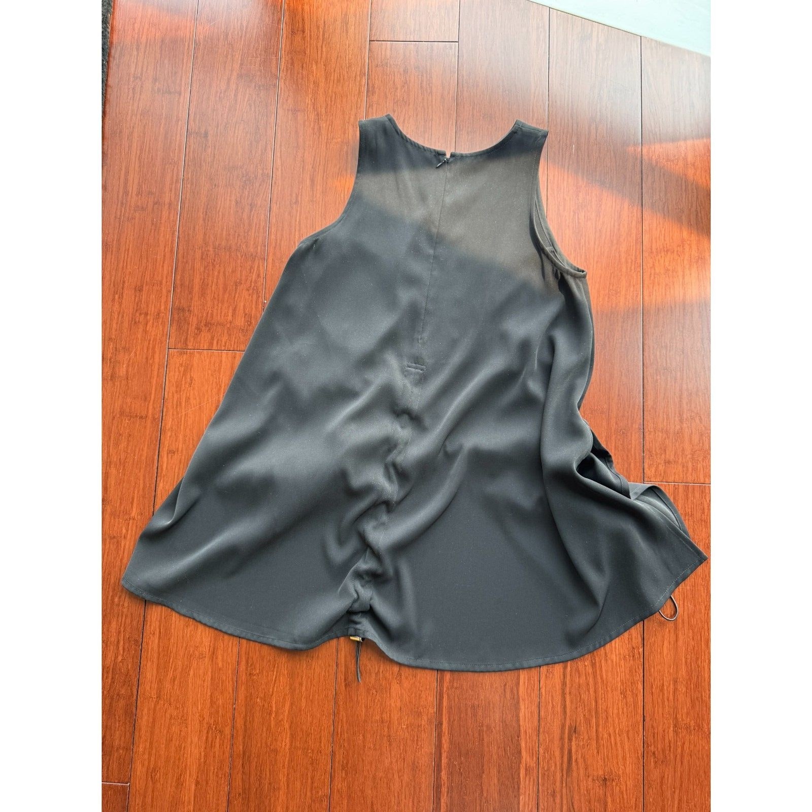 UN3D Japan Avant Garde Sleeveless Top Black Ruched Side Slit Asymmetric Tunic