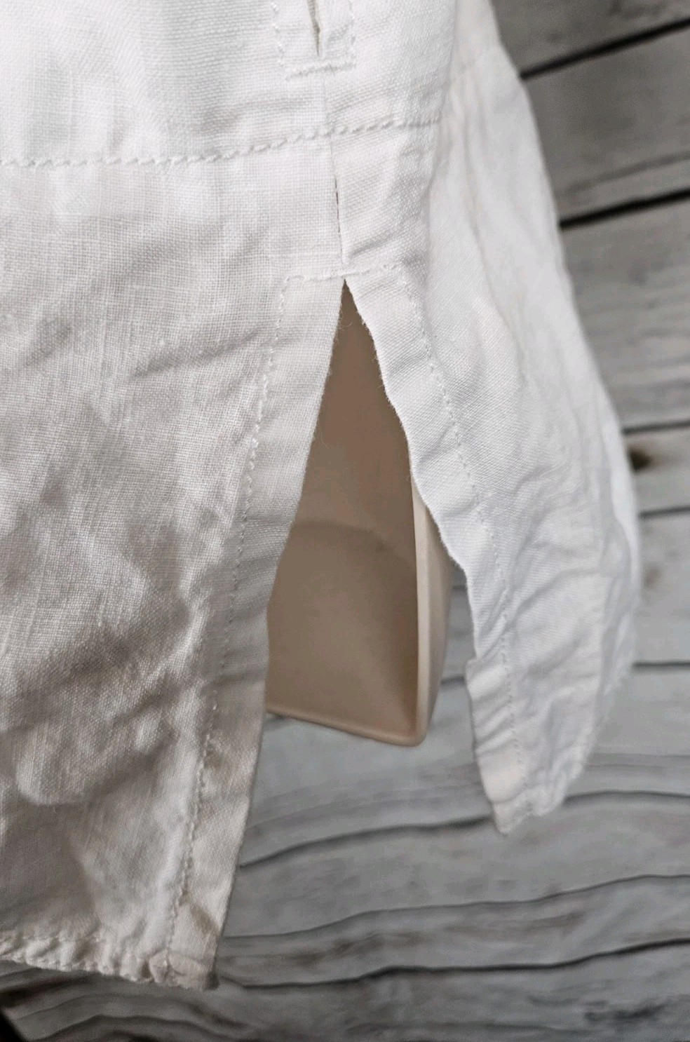 Eileen Fisher 100% Linen White Tunic Top 1X Button Up Lagenlook Womens