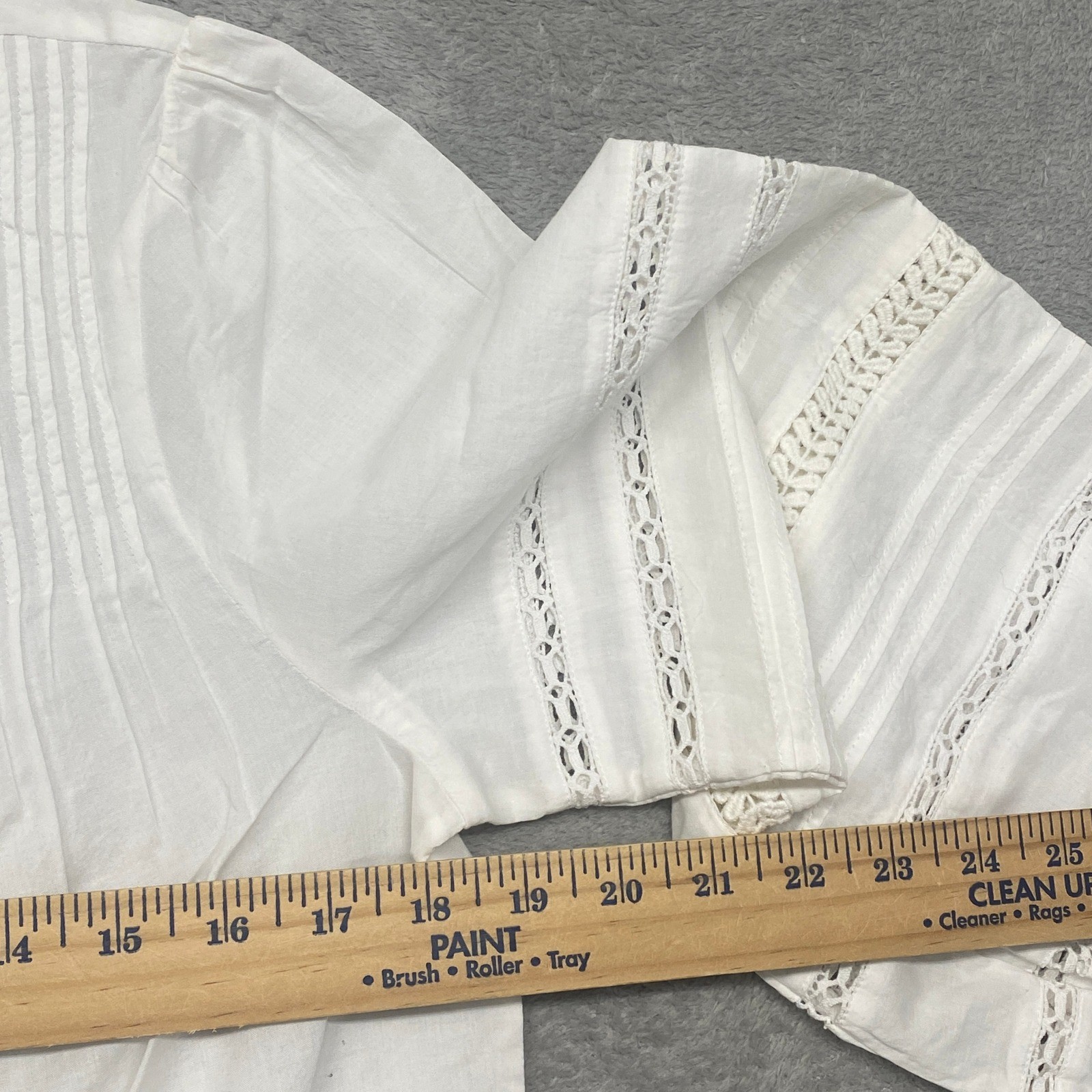 Madewell Top Womens Small White Lace Insert High Neck Pintuck Classic NZ418