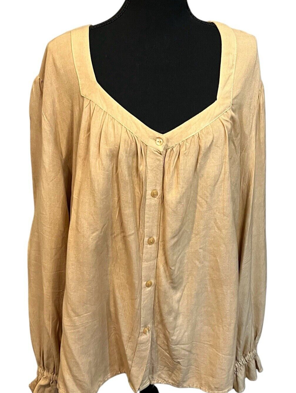 June + Vie Tunic Top Women’s 3X Boho Peasant Oversized Long Bishop Sleeve
