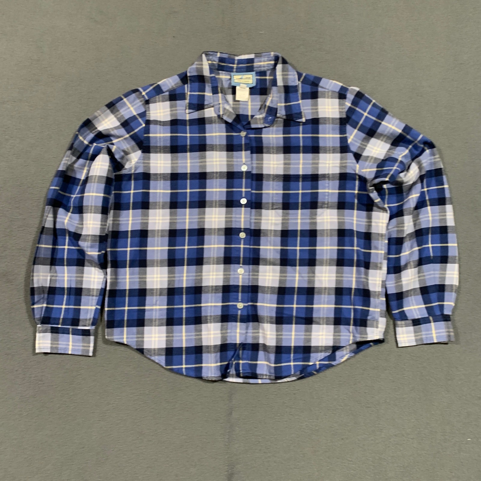 Pendleton Women’s Large Cropped Blue Flannel Shirt Button Down Outdoor Gorpcore