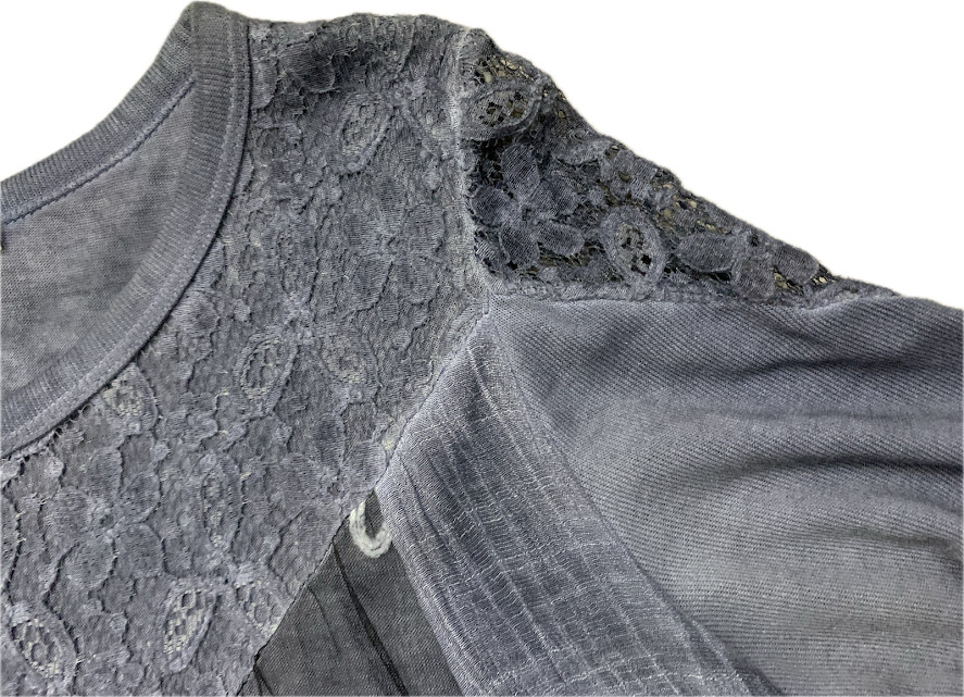 Feratelli Boho Grunge Peasant Embroidered Blue Lace Layered Tunic Top NWOT Small