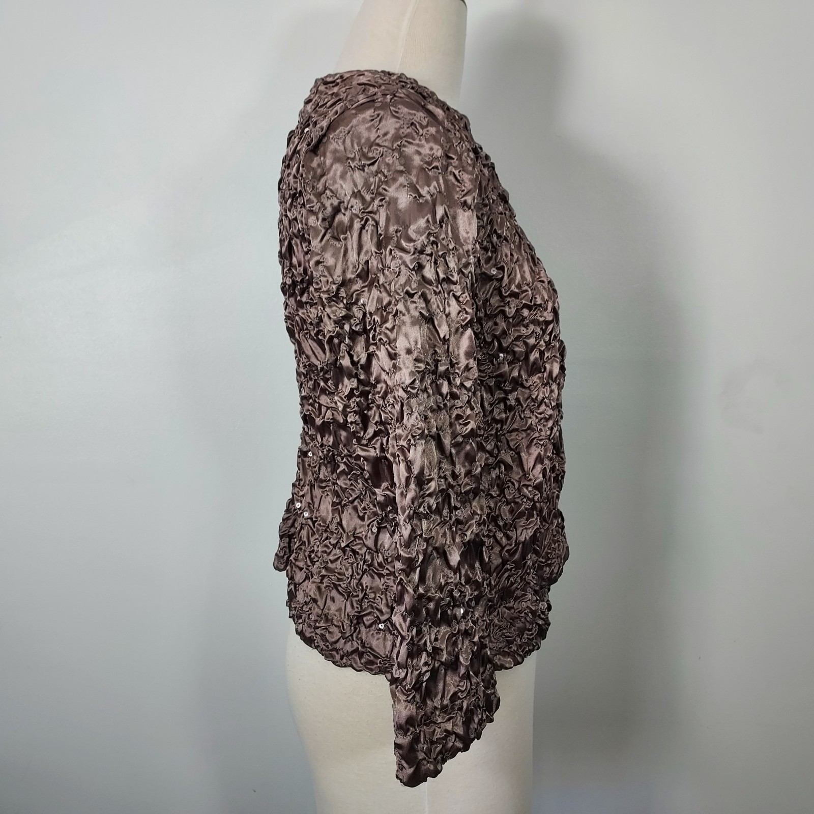 Cachet Evening Wear Top Sequin Faux Wrap Party Formal Women Size Small Brown