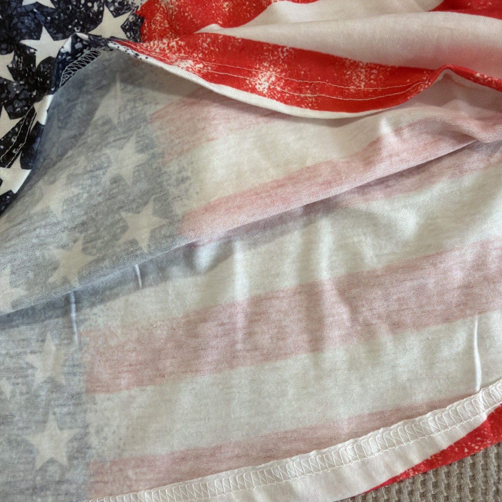 Debut Red, White & Blue Star Stripe Sheer Tank Top Women’s Size Large