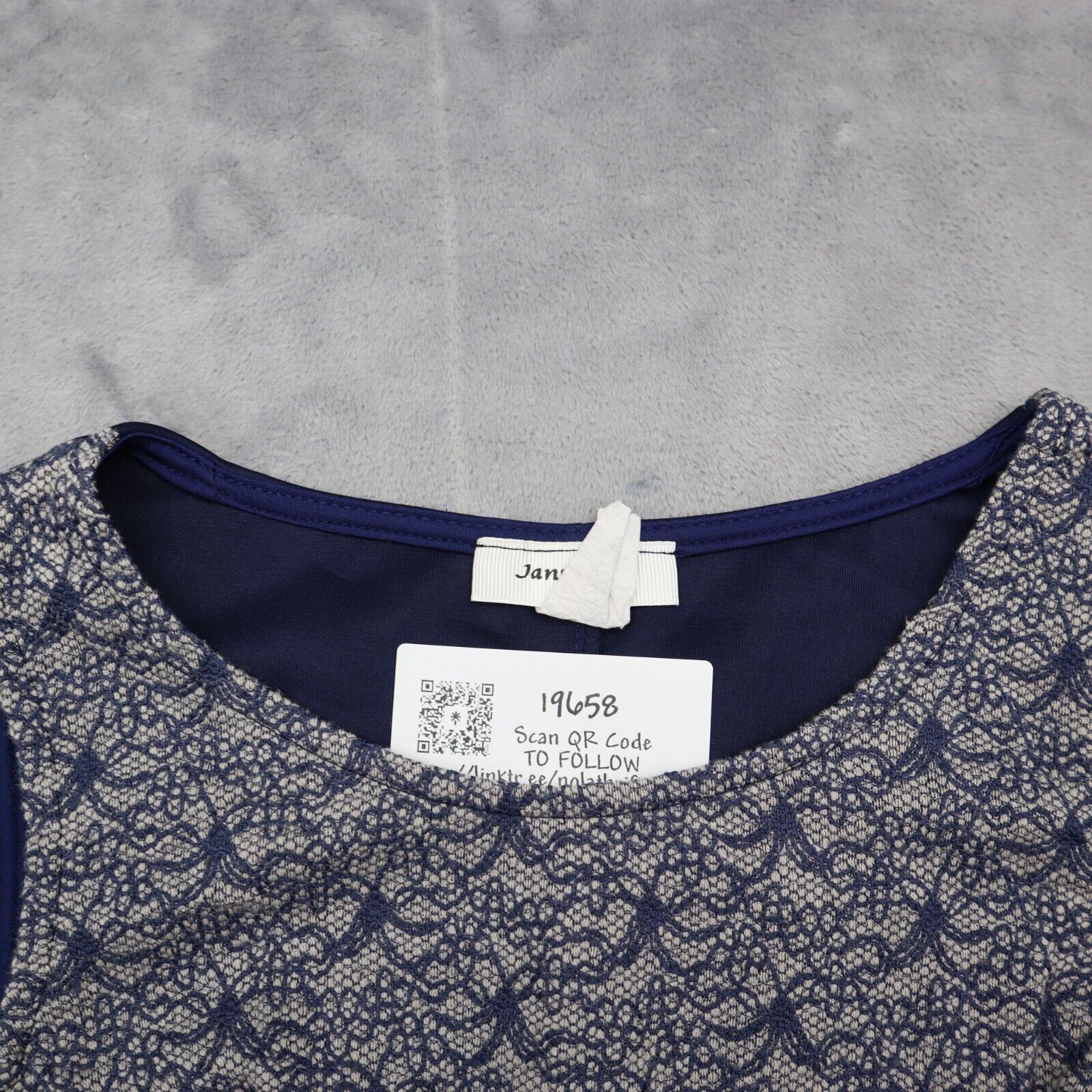 January 7 Shirt Womens M Blue Sleeveless Floral Lace Flare Pullover Top