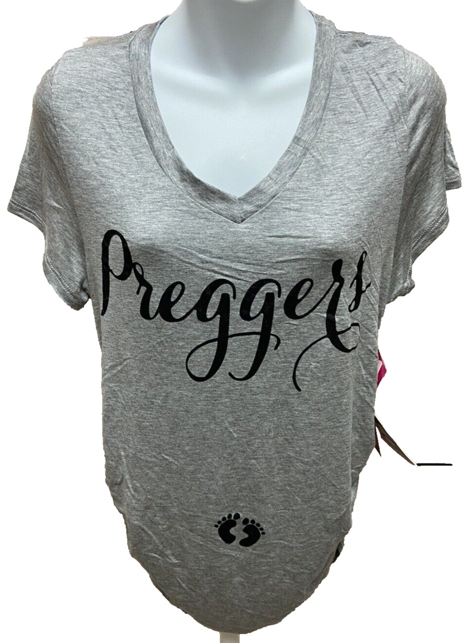 French Pastry Short Sleeve “Preggers” Shirt Size Medium Womens Gray New NWT Top