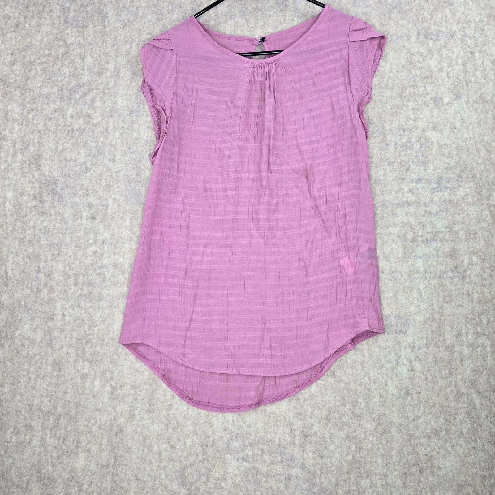 Emery Rose Womens Pleated Blouse Purple Textured Lightweight Fabric M Size