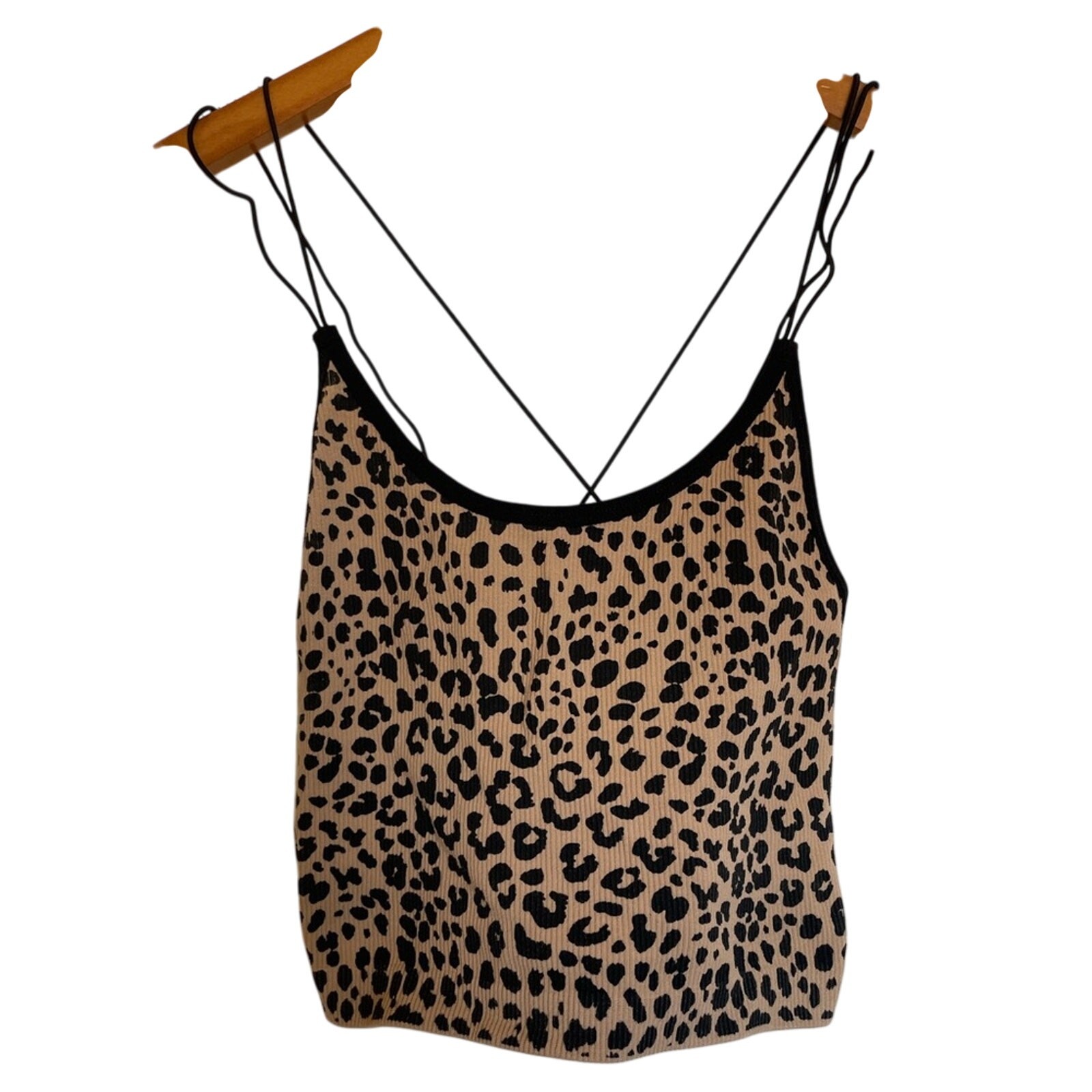 No Boundaries Cheetah Print Double Spaghetti Strap Brami/Crop Cami Size Small