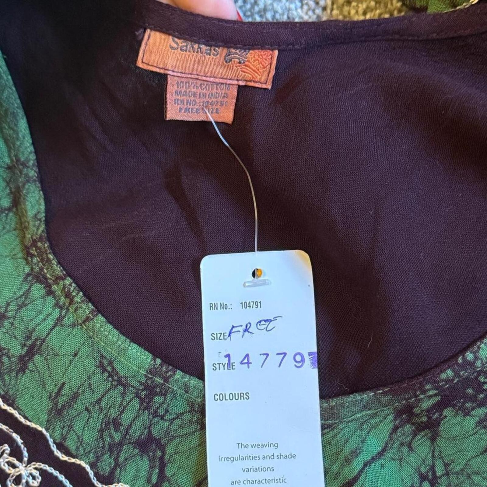 NWT Sakkas Burgundy & Green Embroidered Batik Tank – Free Size