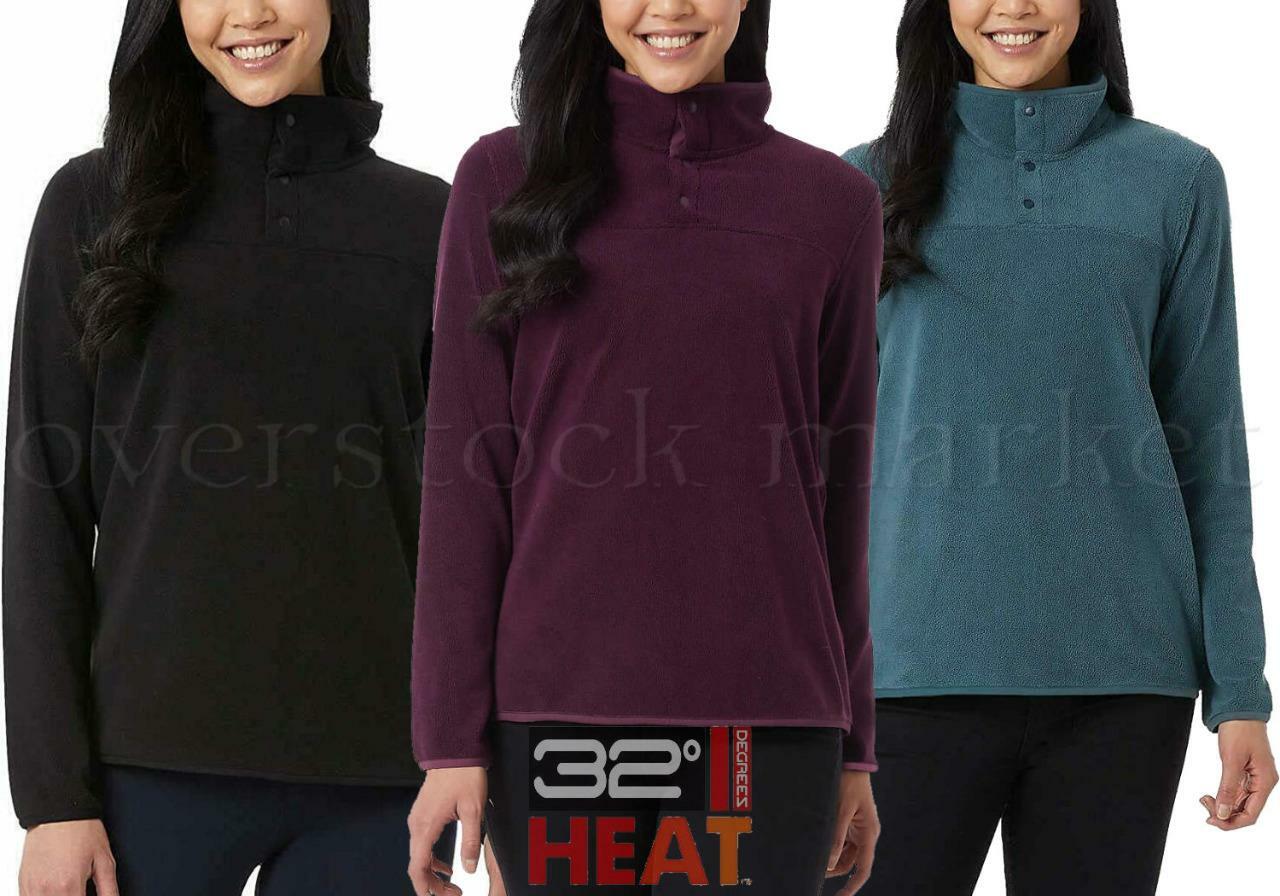 NEW! WOMEN’S 32 DEGREES HEAT STRETCH FLEECE PULLOVER! SOFT HAND FEEL! VARIETY