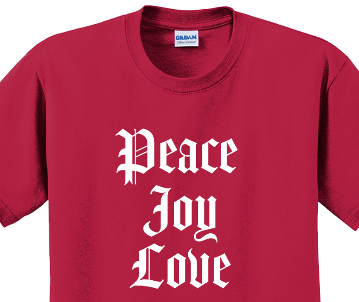 Peace Joy Love Christmas T-Shirt Short Sleeve Graphic Tee Unisex apparel