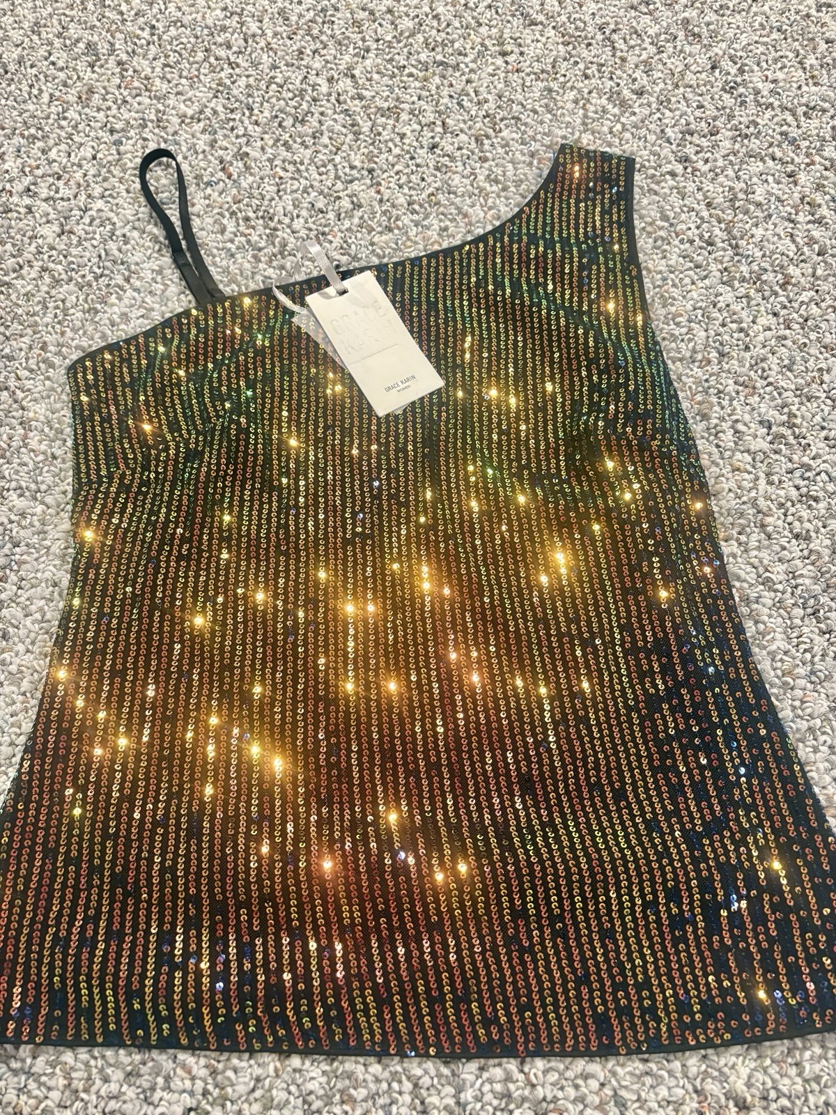 GRACE KARIN Sequin Women’s Size Medium One Shoulder Tank Formal Top Event Top
